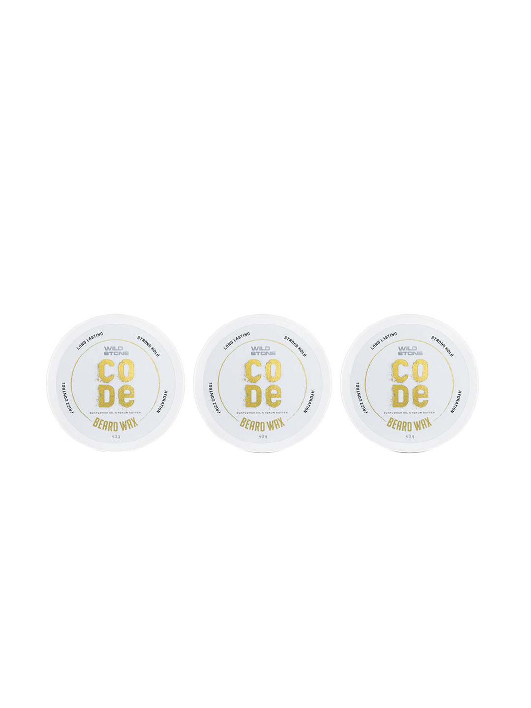 

Wild stone Men Set of 3 Beard Wax with Sunflower Oil & Kokum Butter - 40 g Each, White