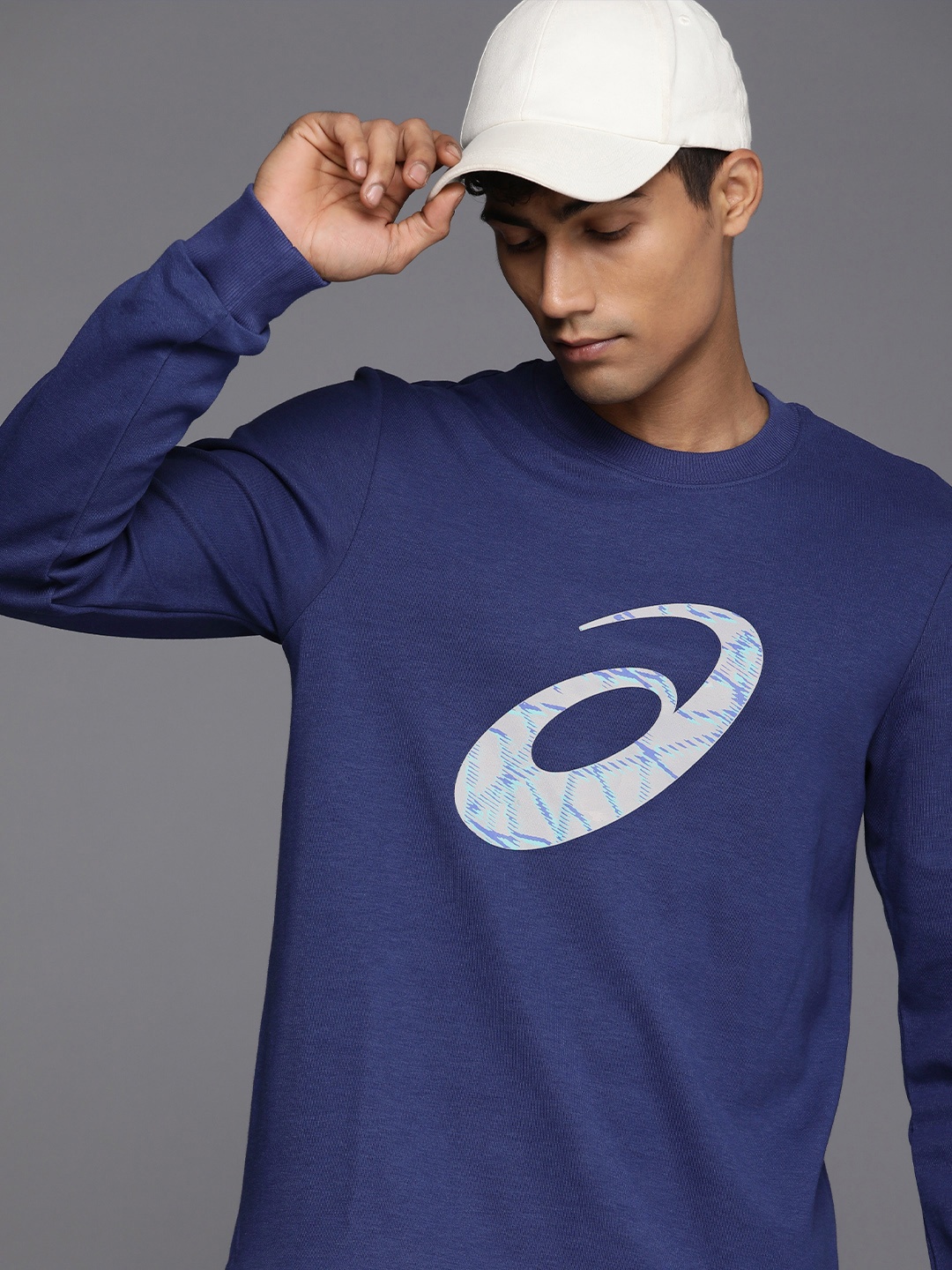 

ASICS Brand Logo Printed Sweatshirt, Blue