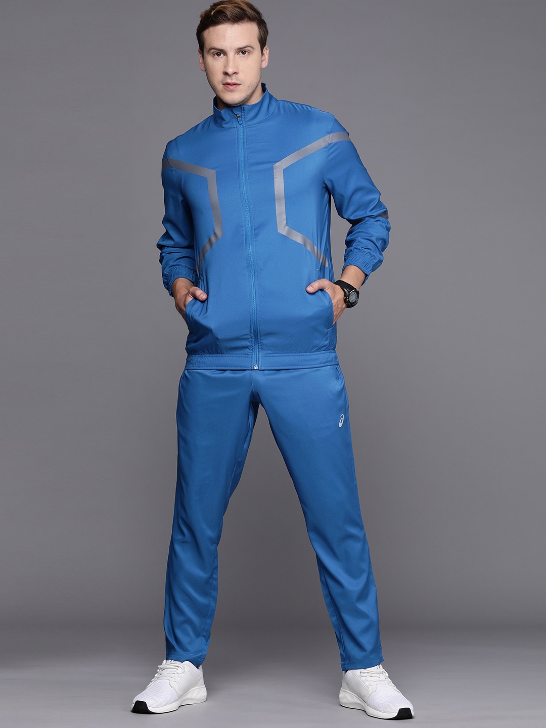 

ASICS Men Printed Running Tracksuit, Blue