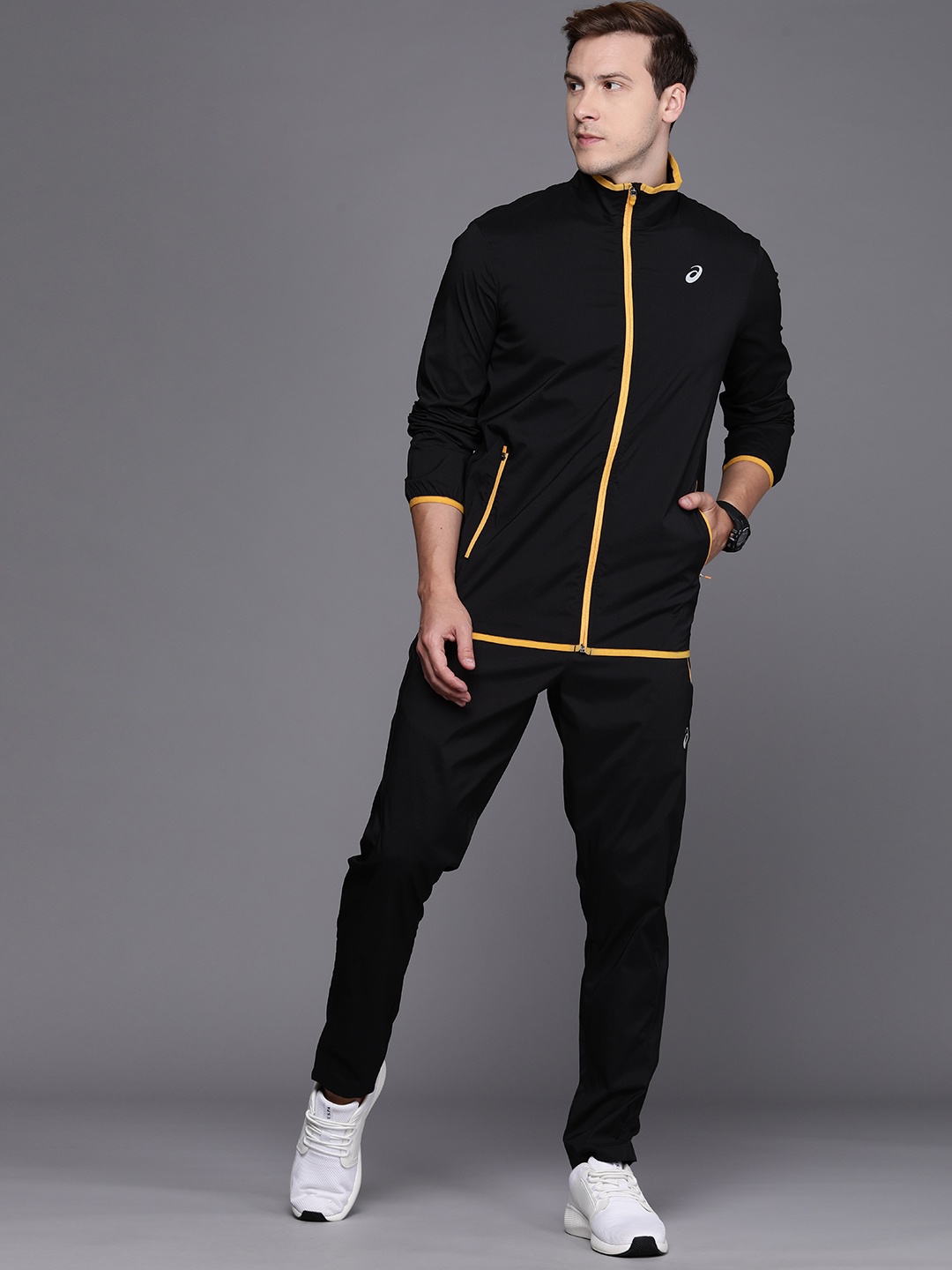 

ASICS Men Solid Running Tracksuit, Black