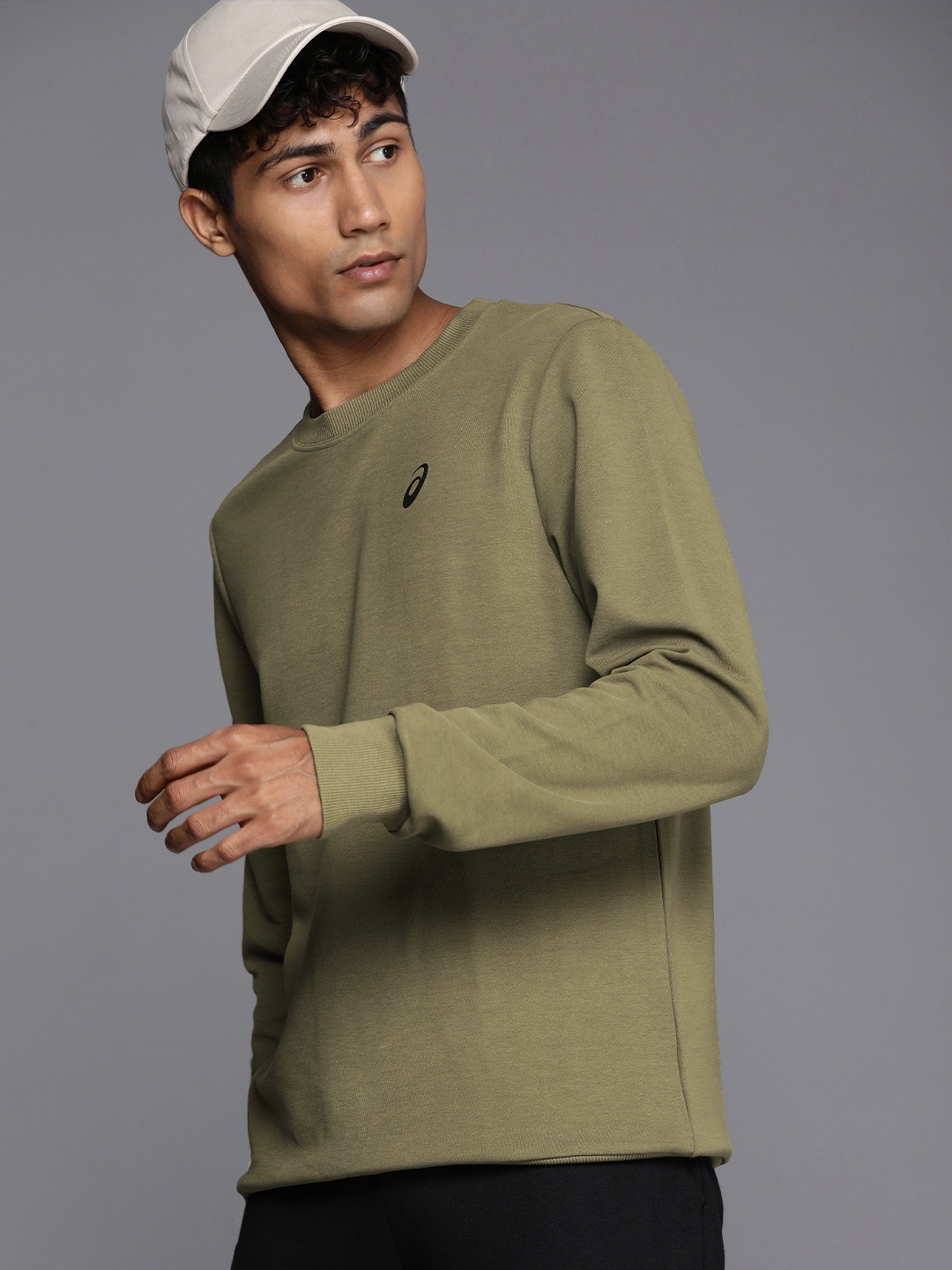 

ASICS Round Neck Sweatshirt, Olive