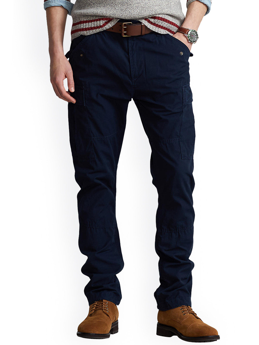 

Polo Ralph Lauren Men Navy Blue Solid Slim Fit Ripstop Cargo Pants