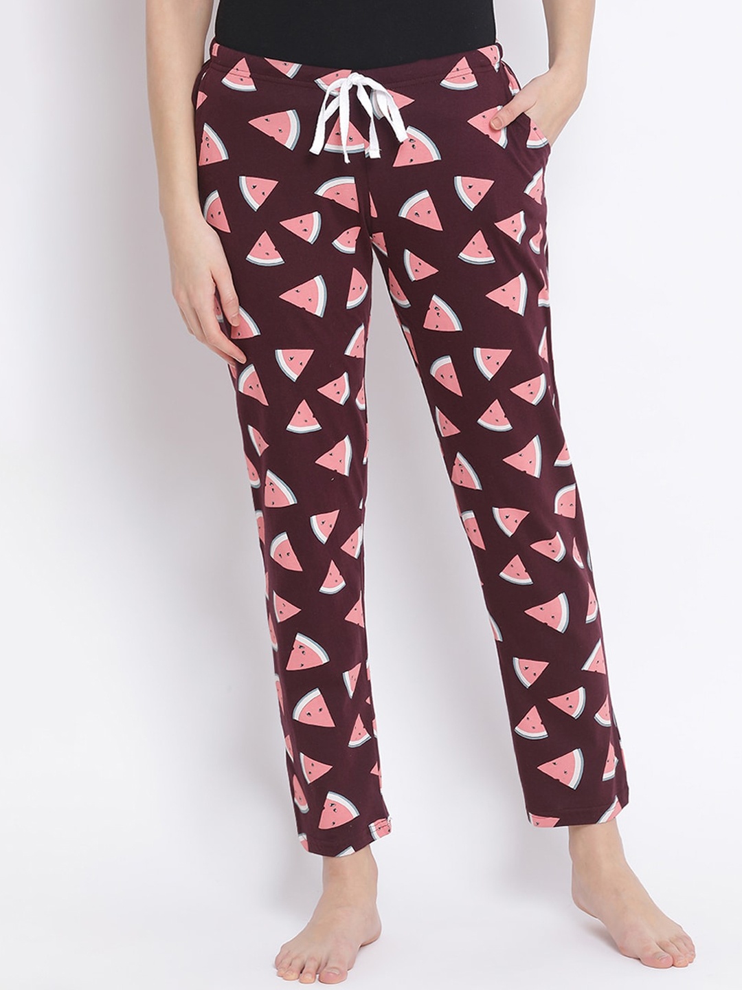 

Kanvin Women Brown Printed Cotton Lounge Pants