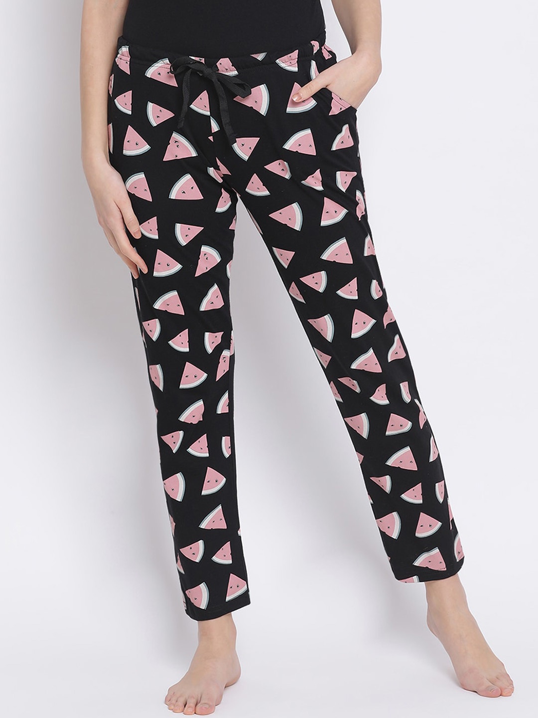

Kanvin Women Black Printed Cotton Lounge Pants