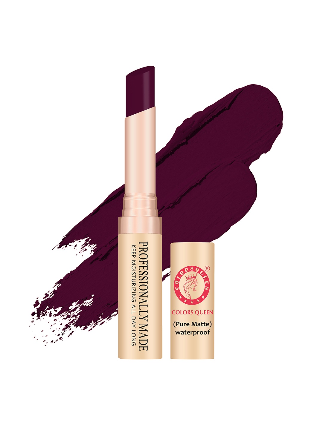 

Colors Queen Professionally Made Waterproof Pure Matte Lipstick 4 g - Wine, Purple