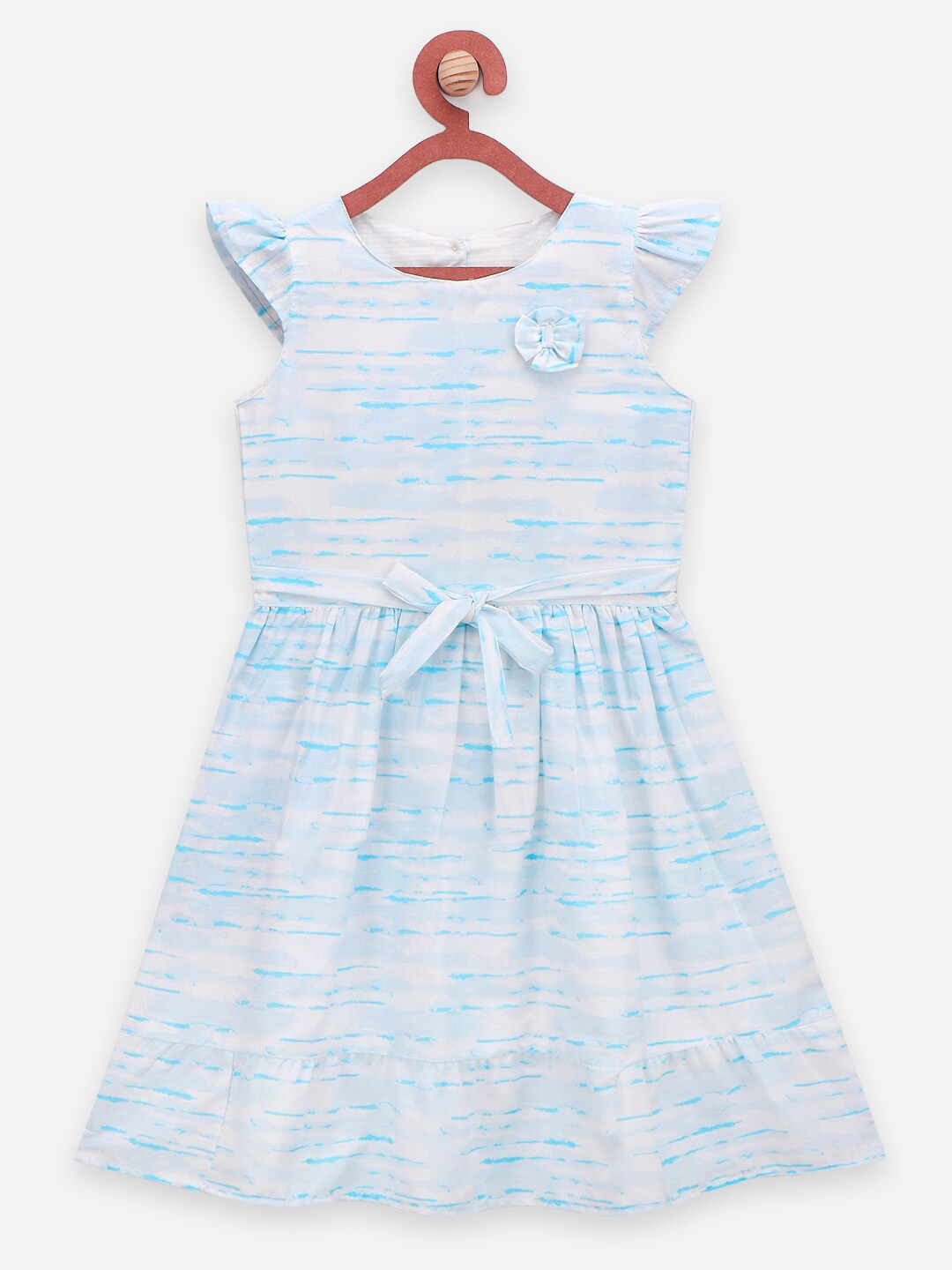 

LilPicks Blue & cloud dancer Striped Dress