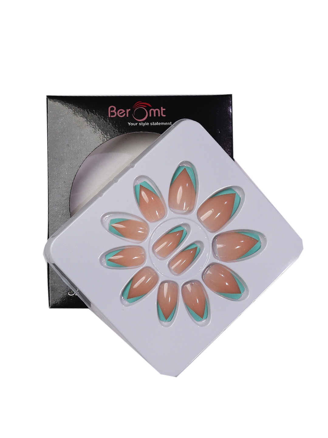 

BEROMT 12 Pcs Long-Lasting Reusable Lightweight Salon Finish Press on Nail Tips- Shade 109, Peach