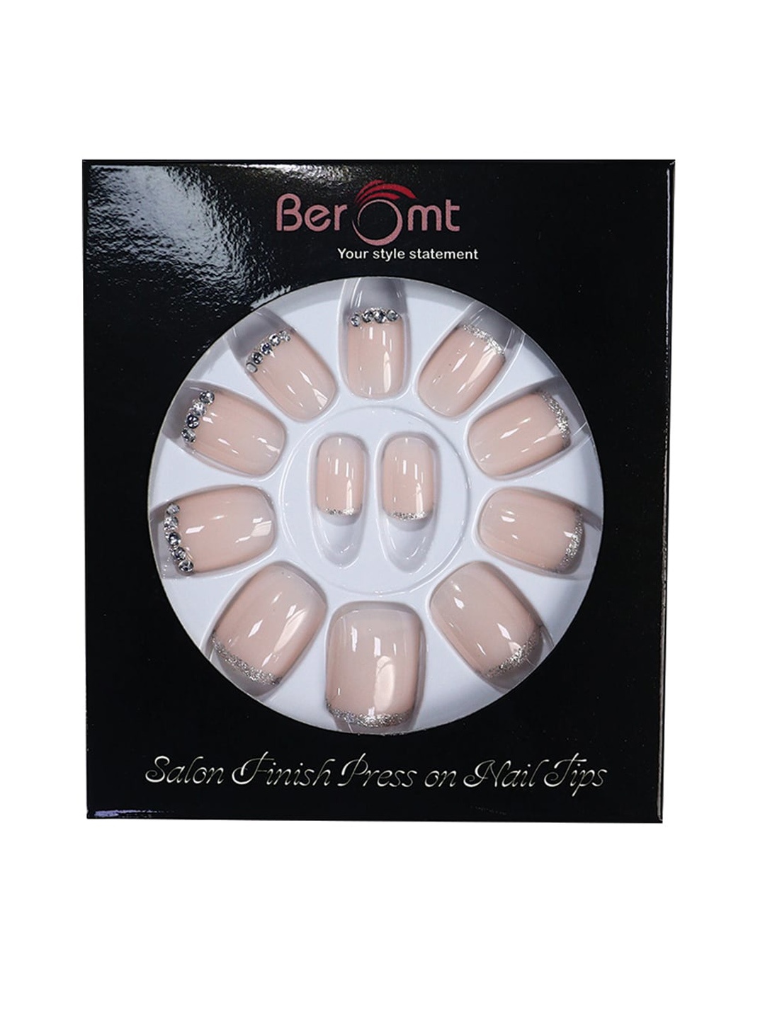

BEROMT 12 Pcs Long-Lasting Reusable Lightweight Salon Finish Press on Nail Tips- Shade 237, Pink