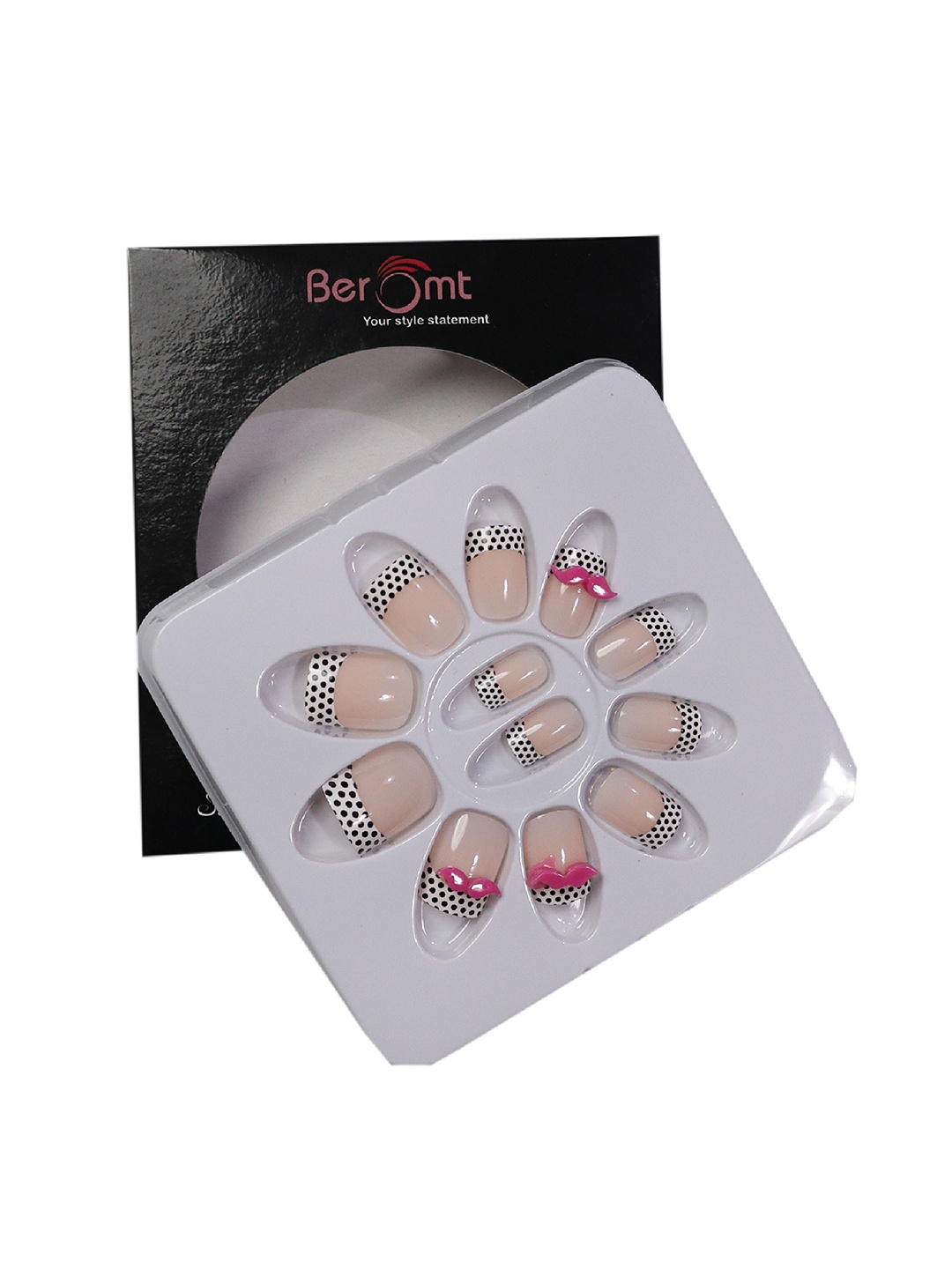 

BEROMT 12 Pcs Long-Lasting Reusable Lightweight Salon Finish Press on Nail Tips- Shade 119, Pink