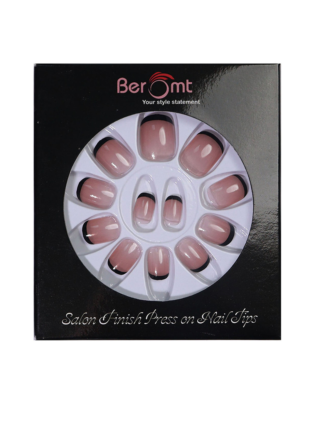 

BEROMT 12 Pcs Long-Lasting Reusable Lightweight Salon Finish Press on Nail Tips- Shade 188, Pink
