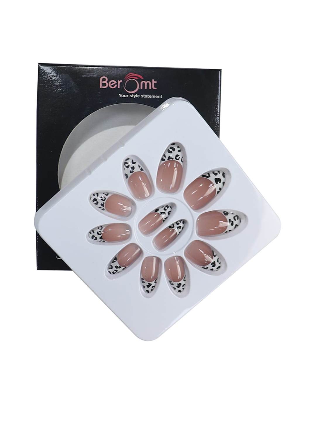 

BEROMT 12 Pcs Long-Lasting Reusable Lightweight Salon Finish Press on Nail Tips- Shade 241, Pink