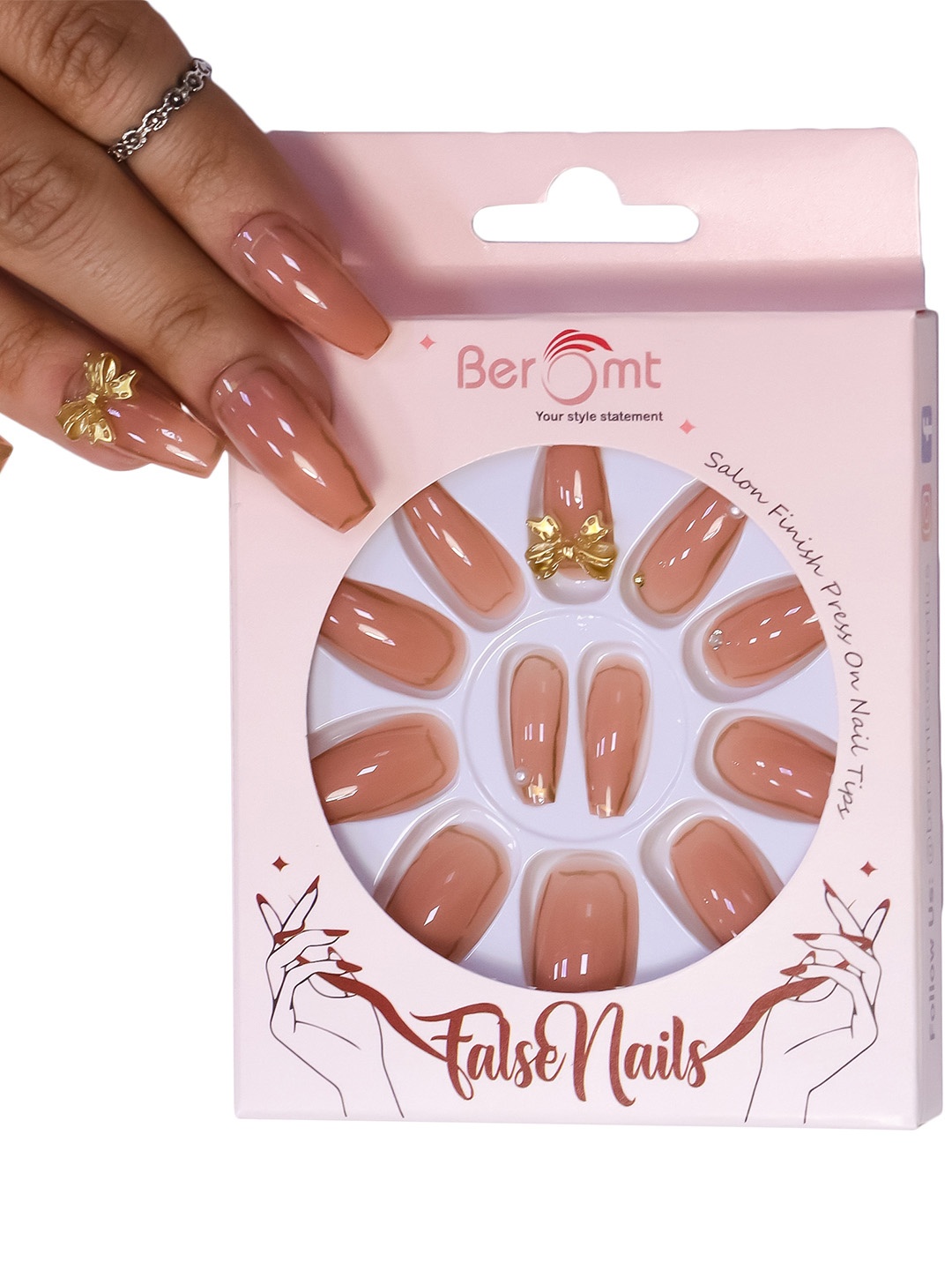 

BEROMT Salon Finish French Press-On False Nail Tips Kit - Shade 269, Beige