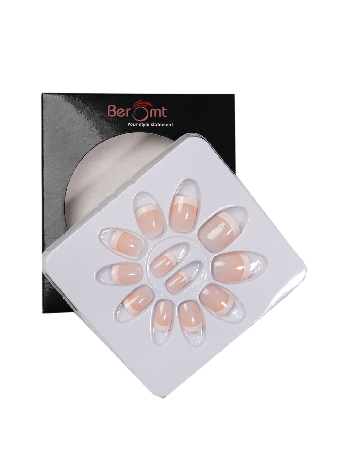 

BEROMT 12 Pcs Long-Lasting Reusable Lightweight Salon Finish Press on Nail Tips- Shade 144, Peach