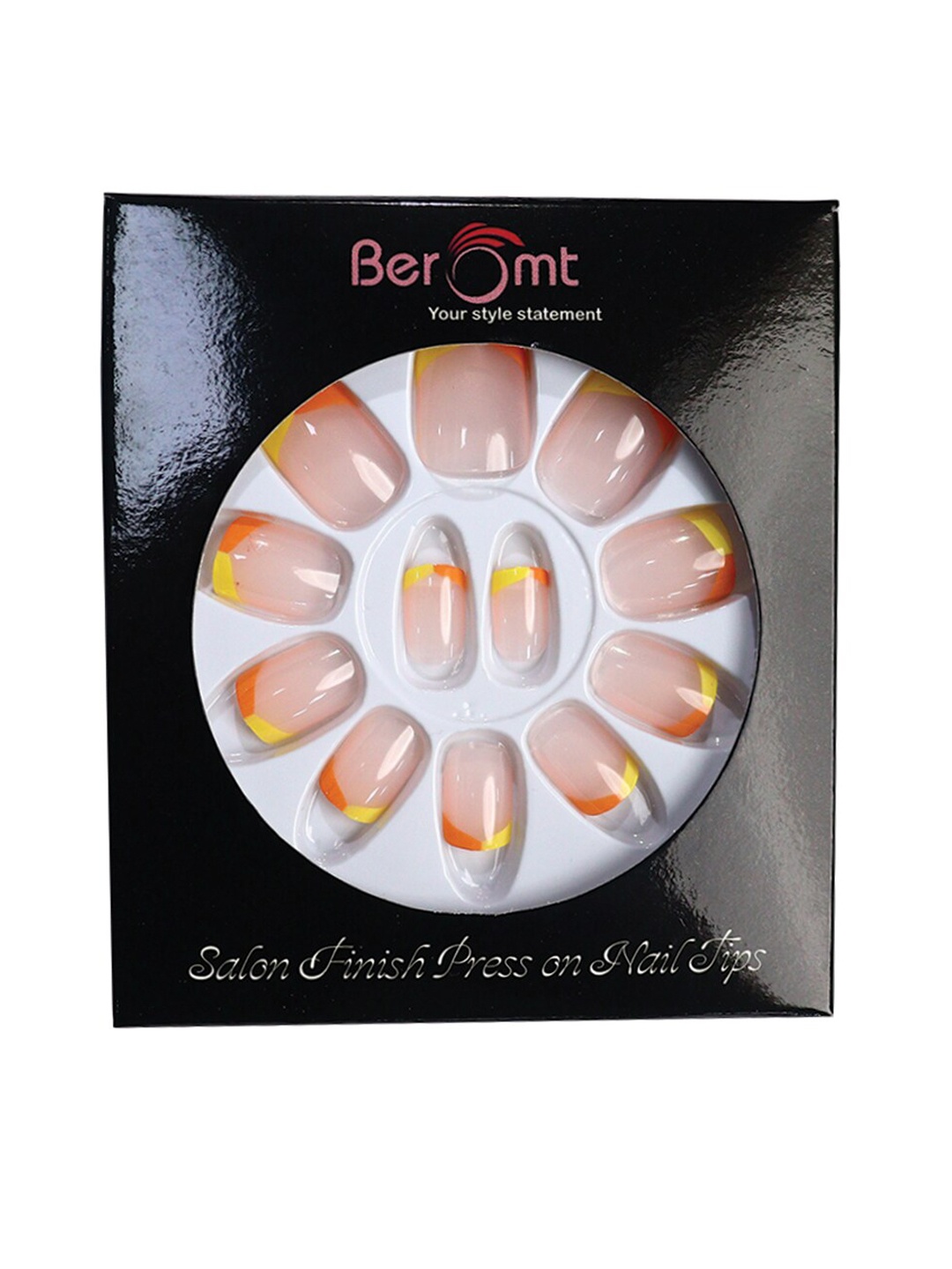 

BEROMT 12 Pcs Long-Lasting Reusable Lightweight Salon Finish Press on Nail Tips- Shade 221, Pink