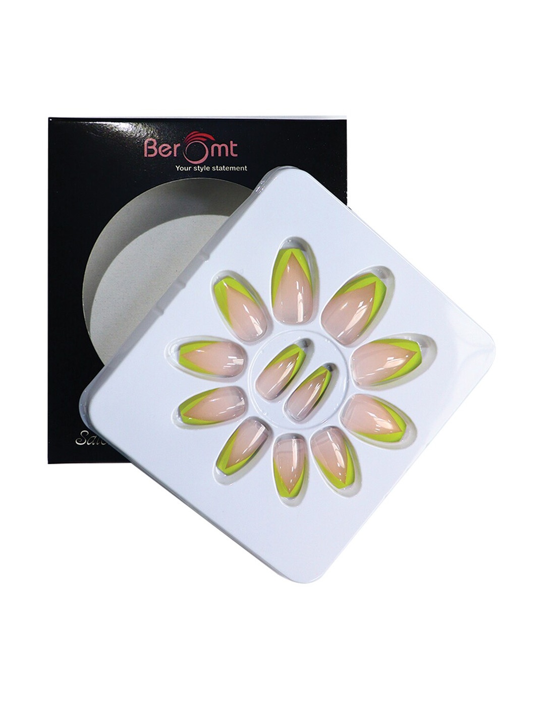 

BEROMT 12 Pcs Long-Lasting Reusable Lightweight Salon Finish Press on Nail Tips- Shade 226, Pink