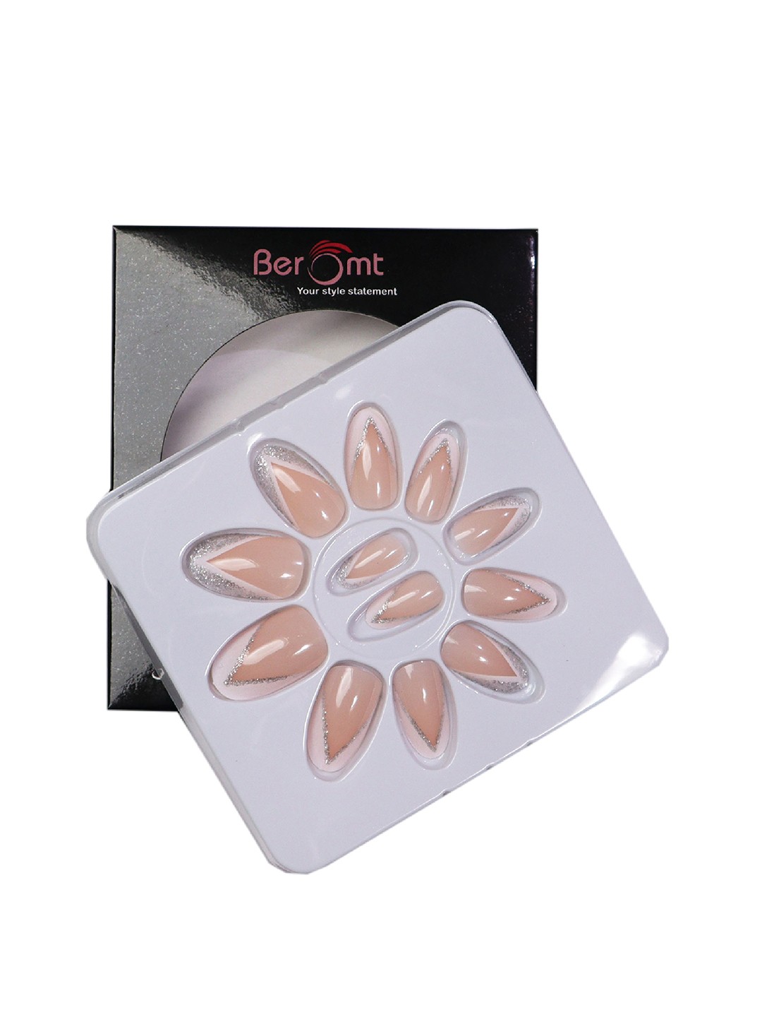 

BEROMT 12 Pcs Long-Lasting Reusable Lightweight Salon Finish Press on Nail Tips- Shade 137, Pink