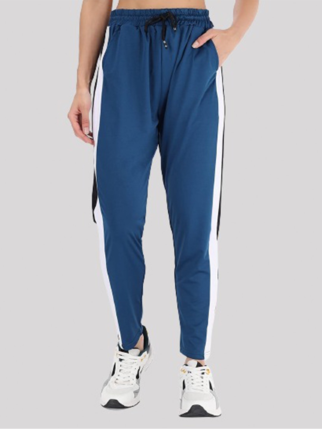 

SEPHANI Women Blue Color Blocked Slim Fit Track Pants