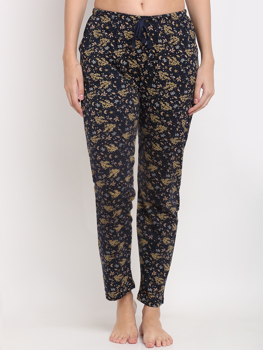 

Kanvin Women Navy Blue Printed Cotton Lounge Pants