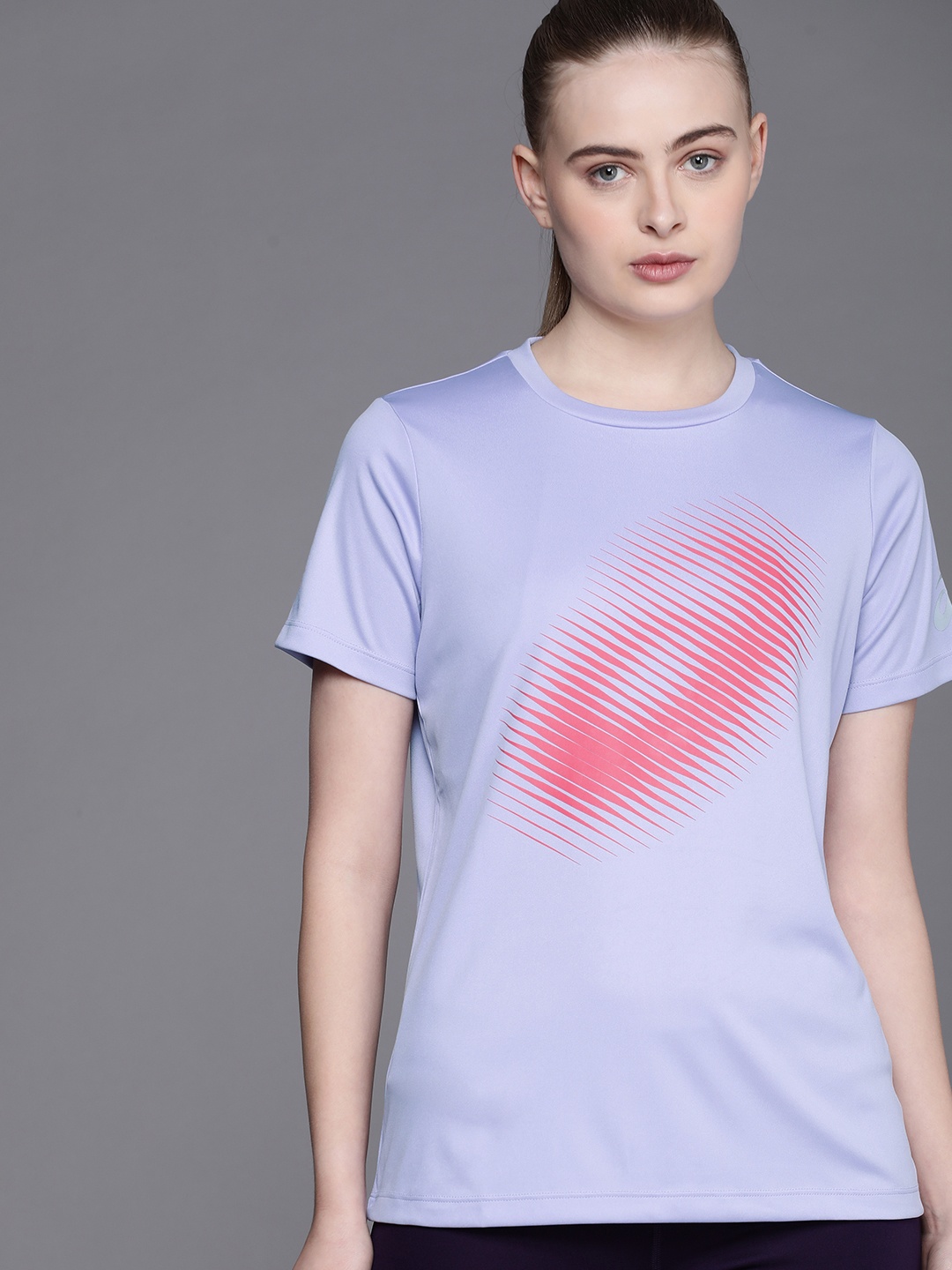 

ASICS Women Brand Logo Printed T-shirt, Purple