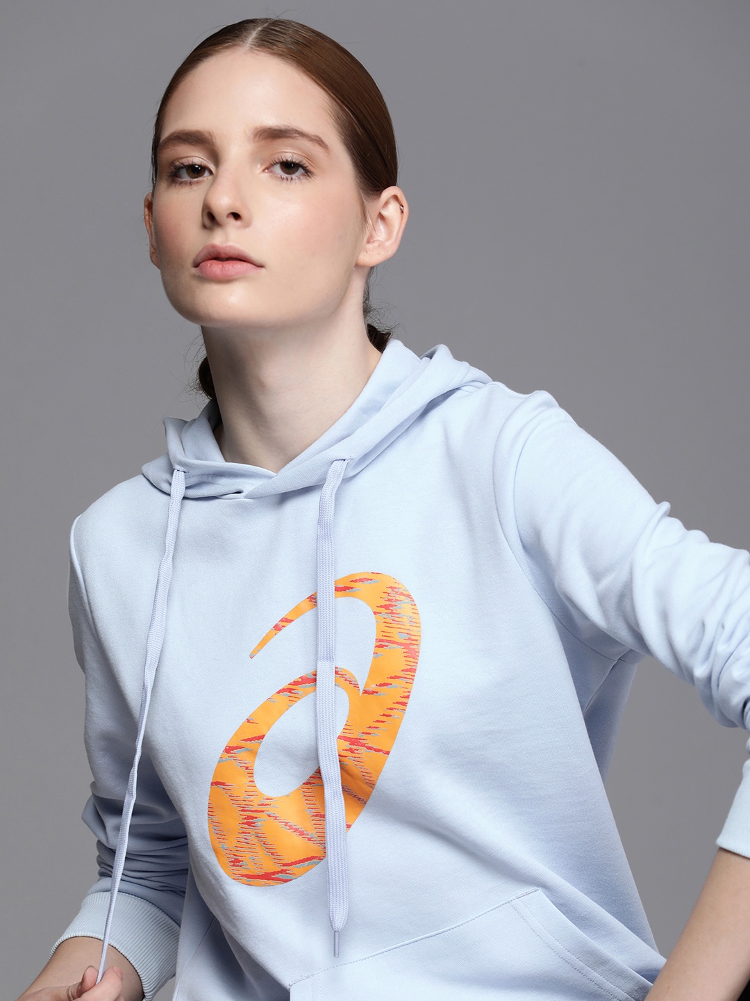 

ASICS Brand Logo Printed Hooded Sweatshirt, Blue