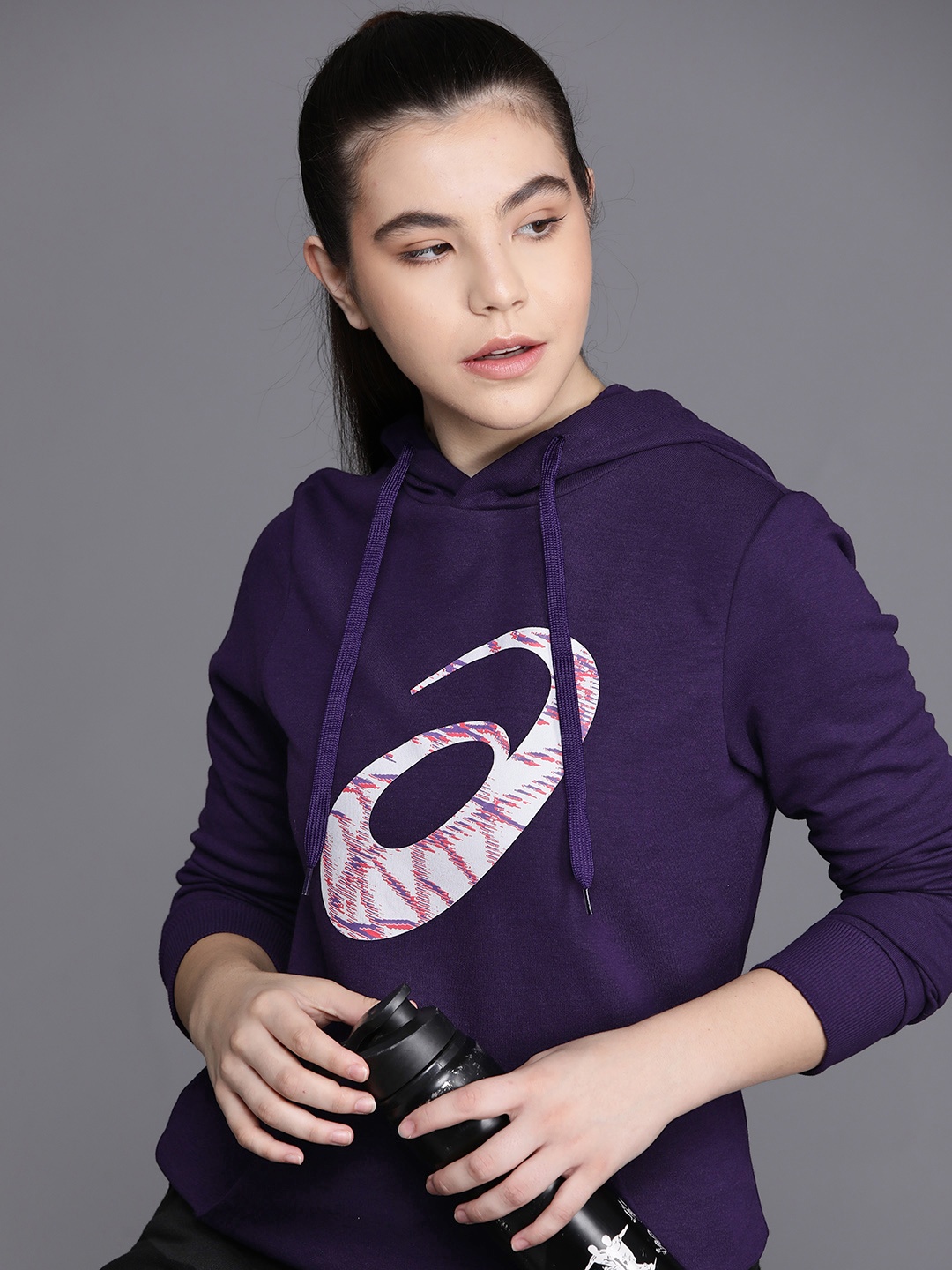 

ASICS Brand logo Printed Hooded Sports Sweatshirt, Purple