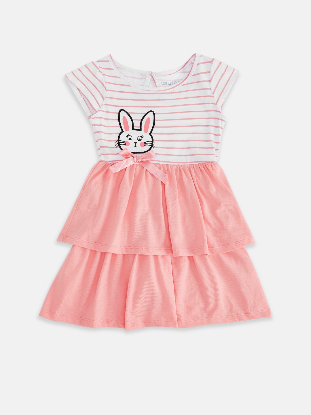 

Pantaloons Baby Peach-Coloured Striped Dress
