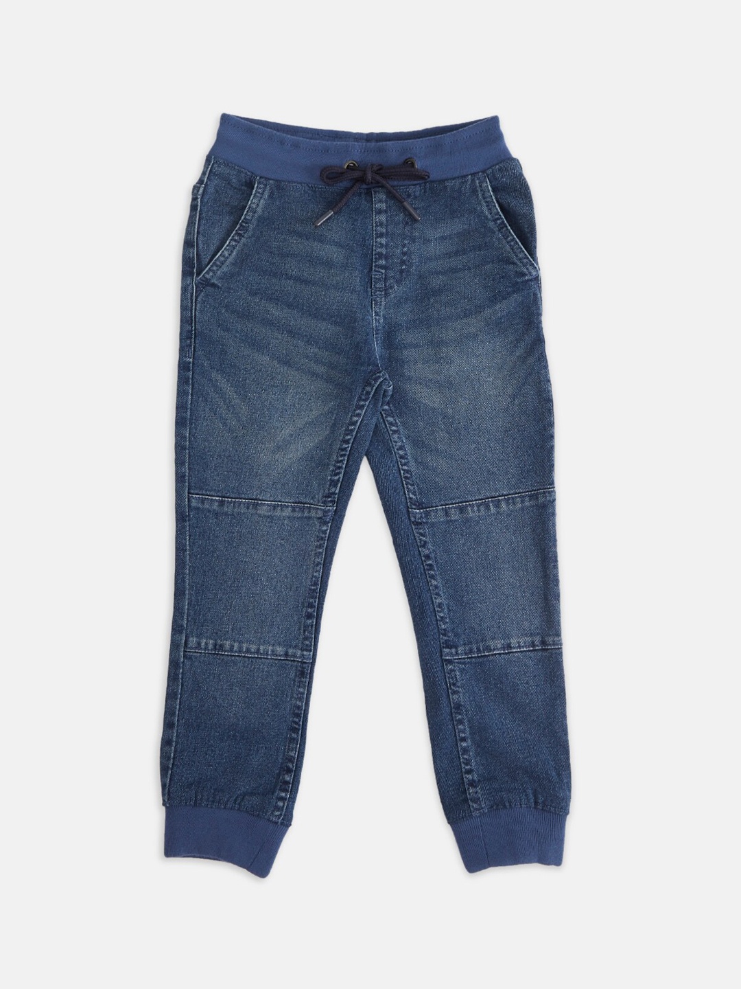 

Pantaloons Junior Boys Navy Blue Tapered Fit Low Distress Light Fade Jeans