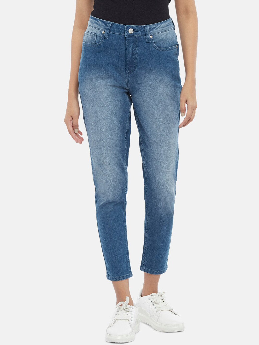 

People Women Navy Blue Slim Fit Heavy Fade Jeans
