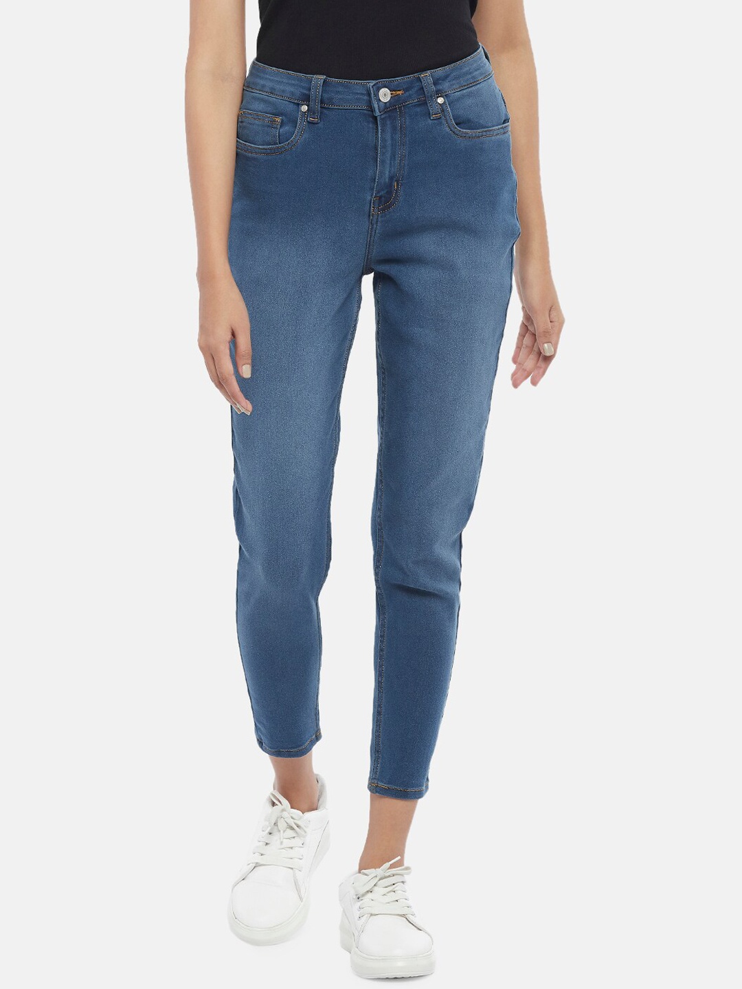 

People Women Navy Blue Slim Fit Light Fade Jeans