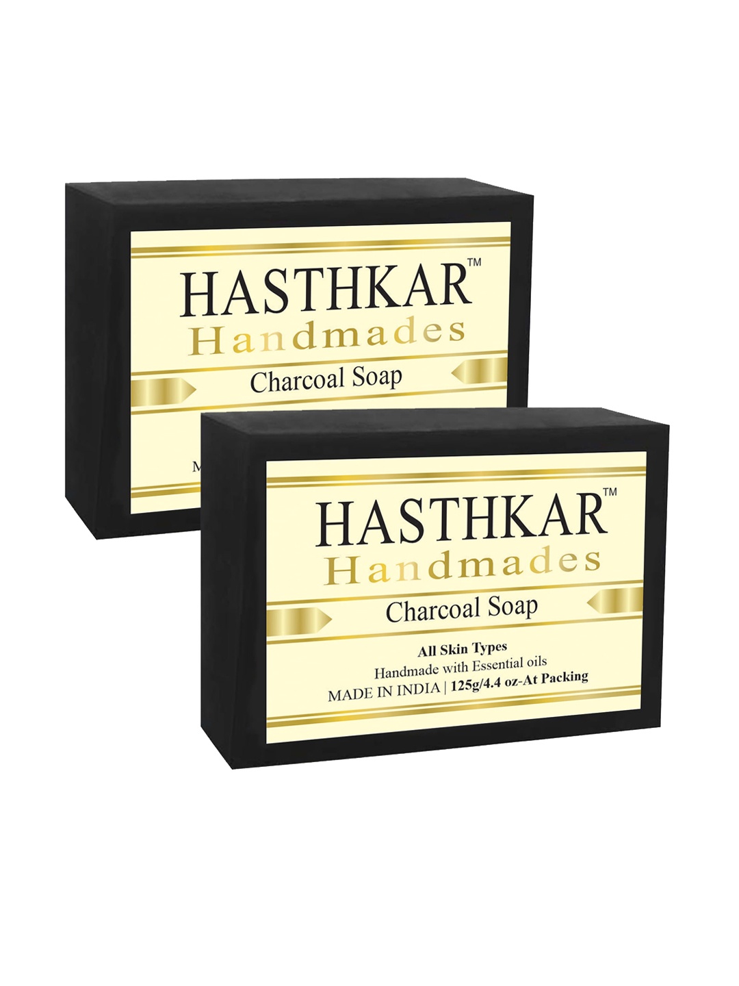 

Hasthkar Set of 2 Handmade Charcoal Soap with Glycerin & Coconut Oil - 125 g Each, Black