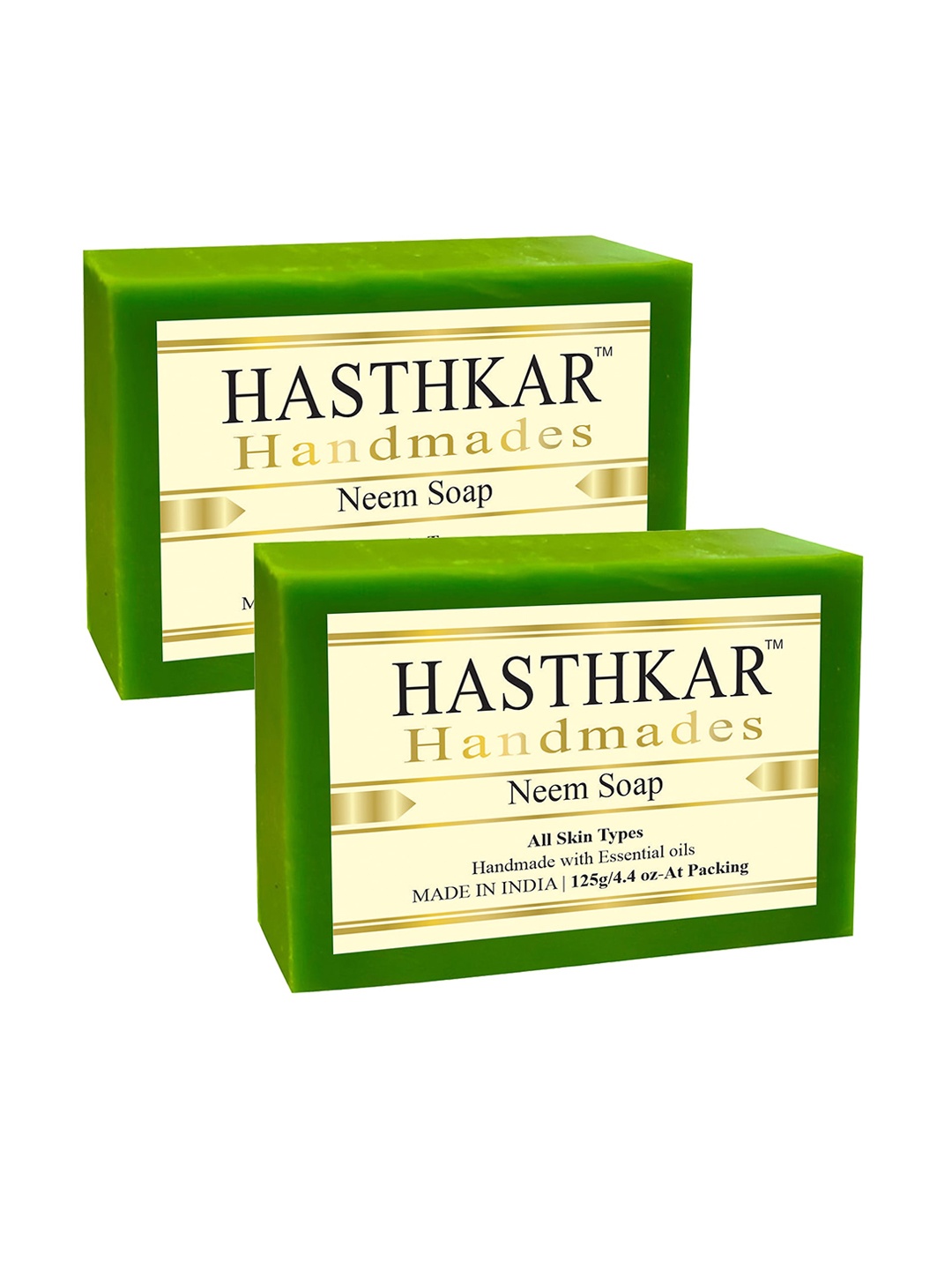 

Hasthkar Set of 2 Handmade Neem Soap for All Skin Types - 125 g Each, Green