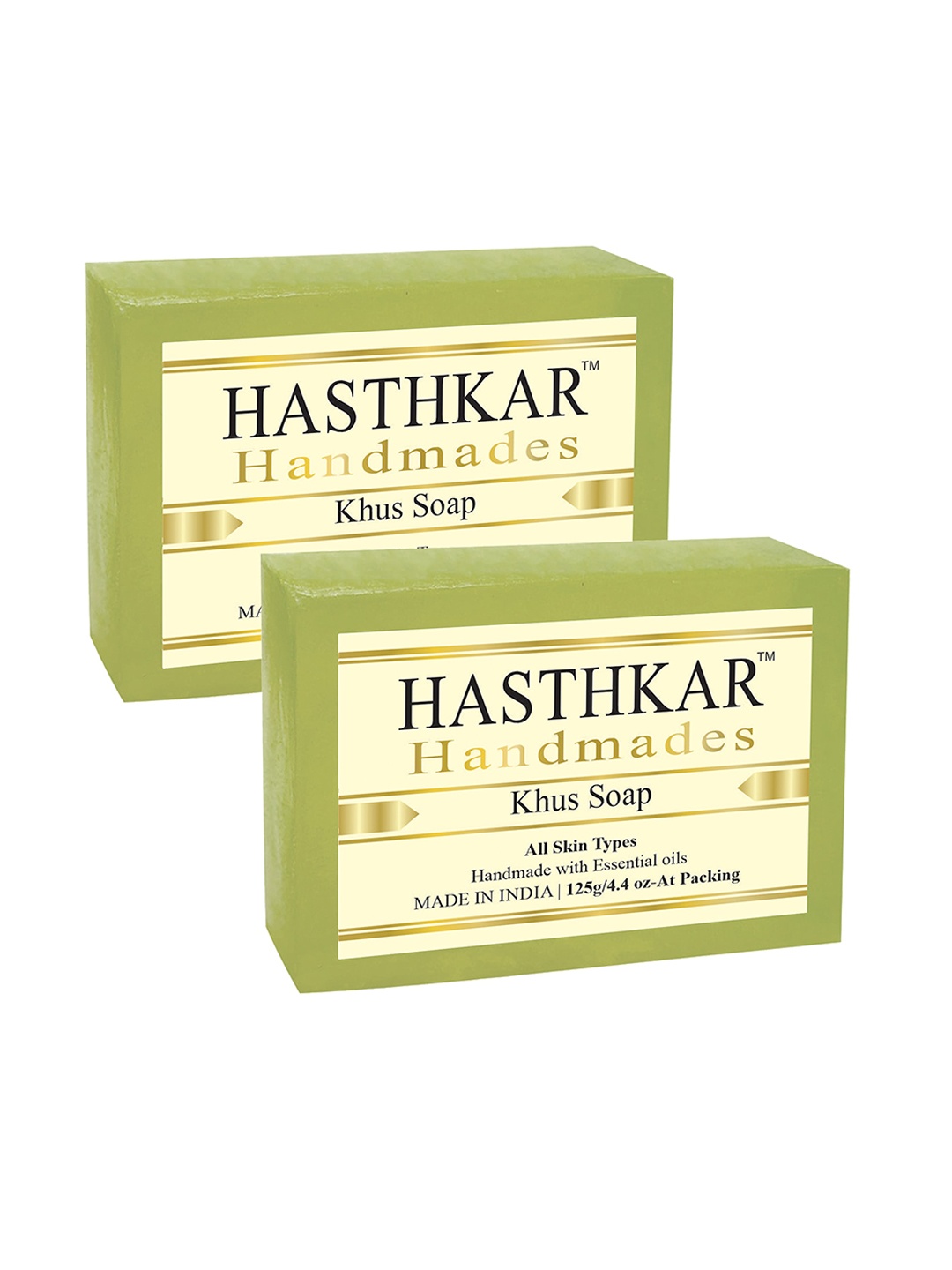 

Hasthkar Handmades Set of 2 Khus Soaps with Coconut Oil & Glycerin - 125g each, Green