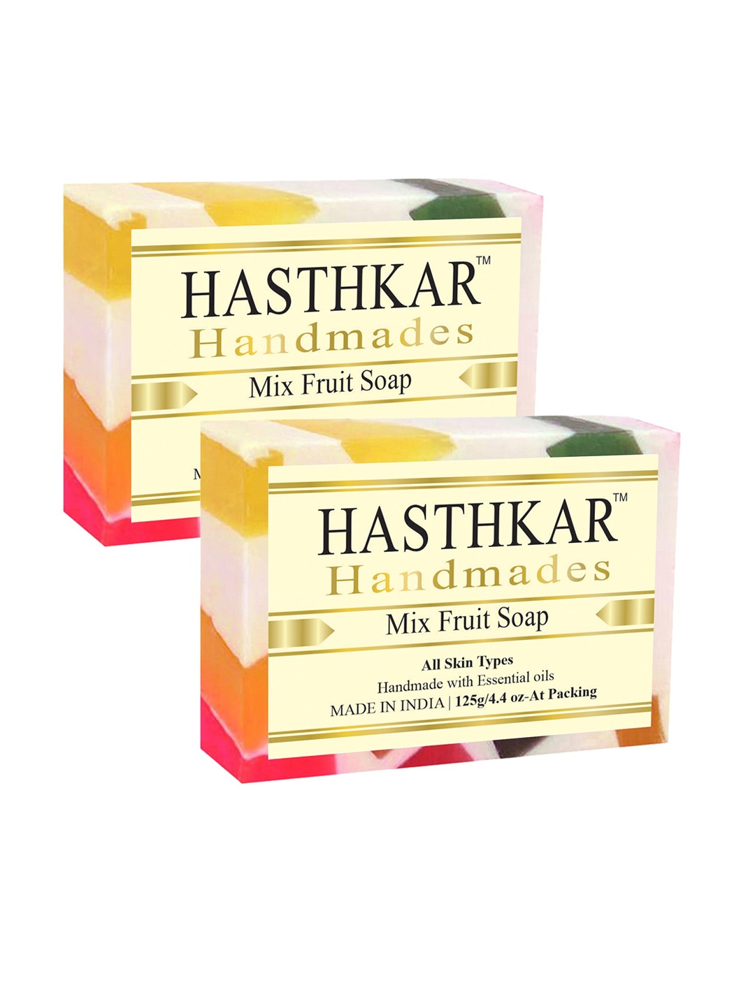 

Hasthkar Set of 2 Mix Fruit Handmade Soaps for All Skin Types - 125 g Each, Multi