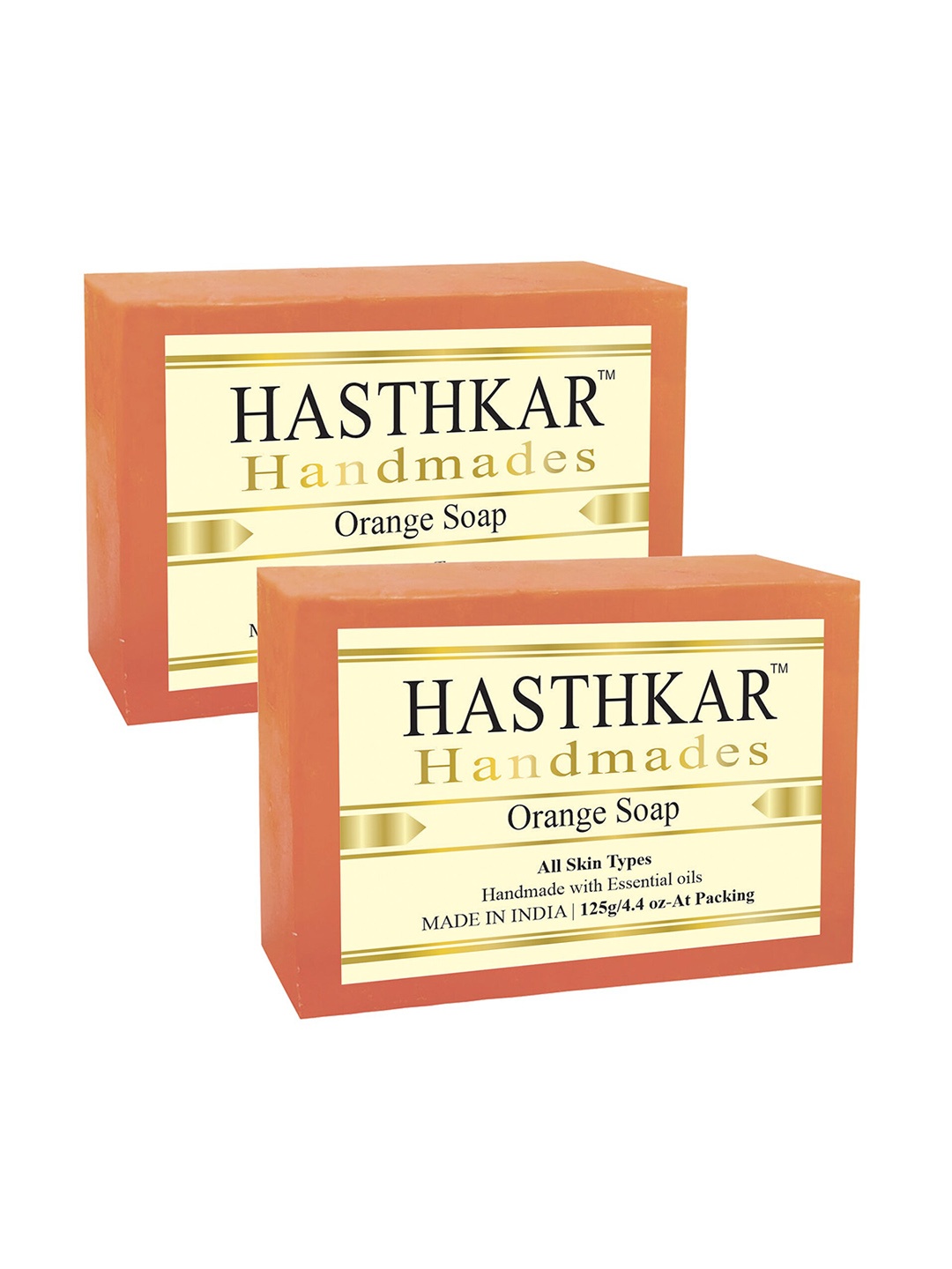 

Hasthkar Set of 2 Handmade Orange Soap with Glycerin & Coconut Oil - 125 g Each