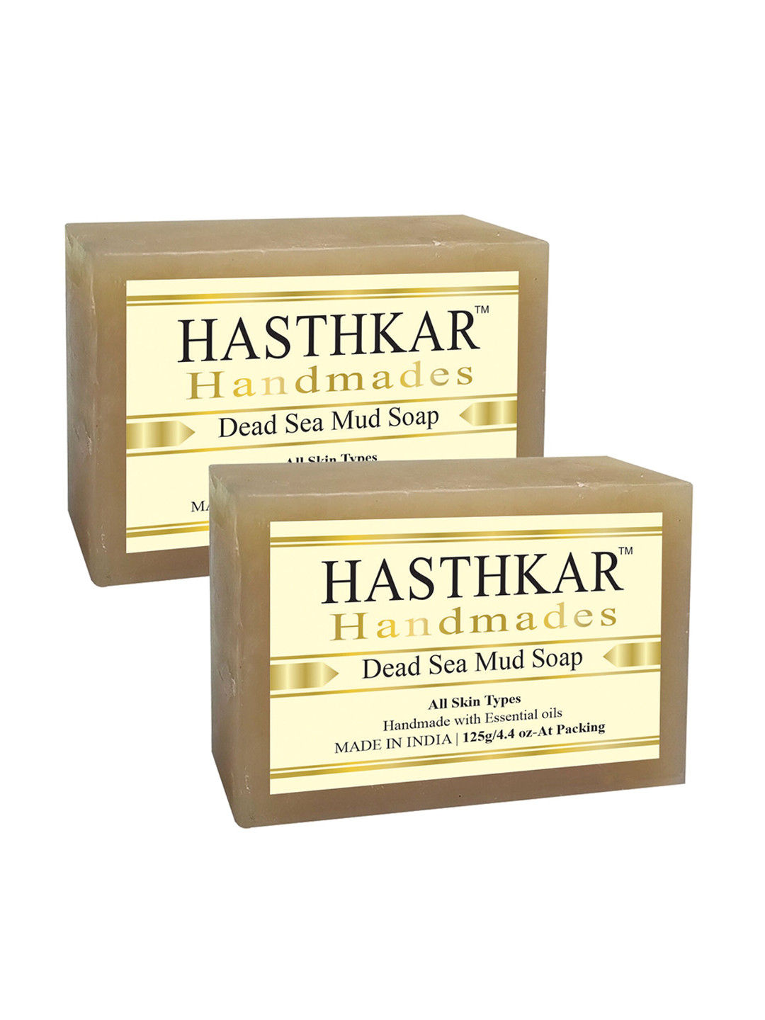 

Hasthkar Set of 2 Handmade Dead Sea Mud Soap with Glycerin & Coconut Oil - 125 g Each, Brown