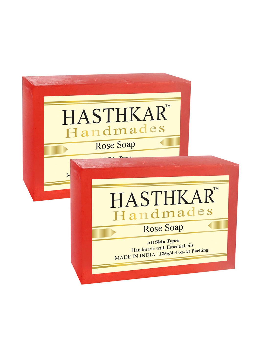 

Hasthkar Set of 2 Handmade Rose Soap with Glycerin & Coconut Oil - 125 g Each, Red