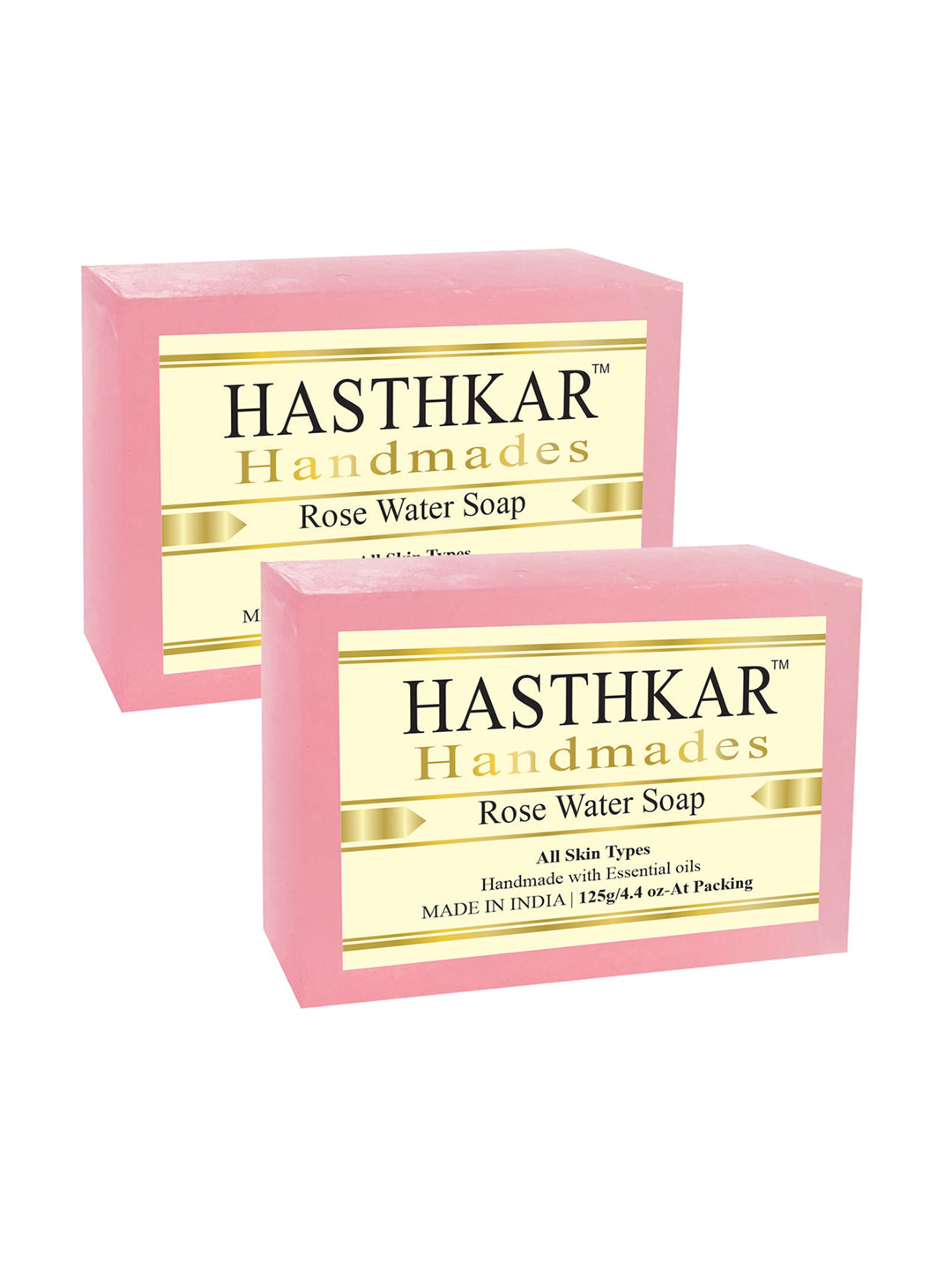 

Hasthkar Set of 2 Handmade Rose Water Soap for All Skin Types - 125 g Each, Pink