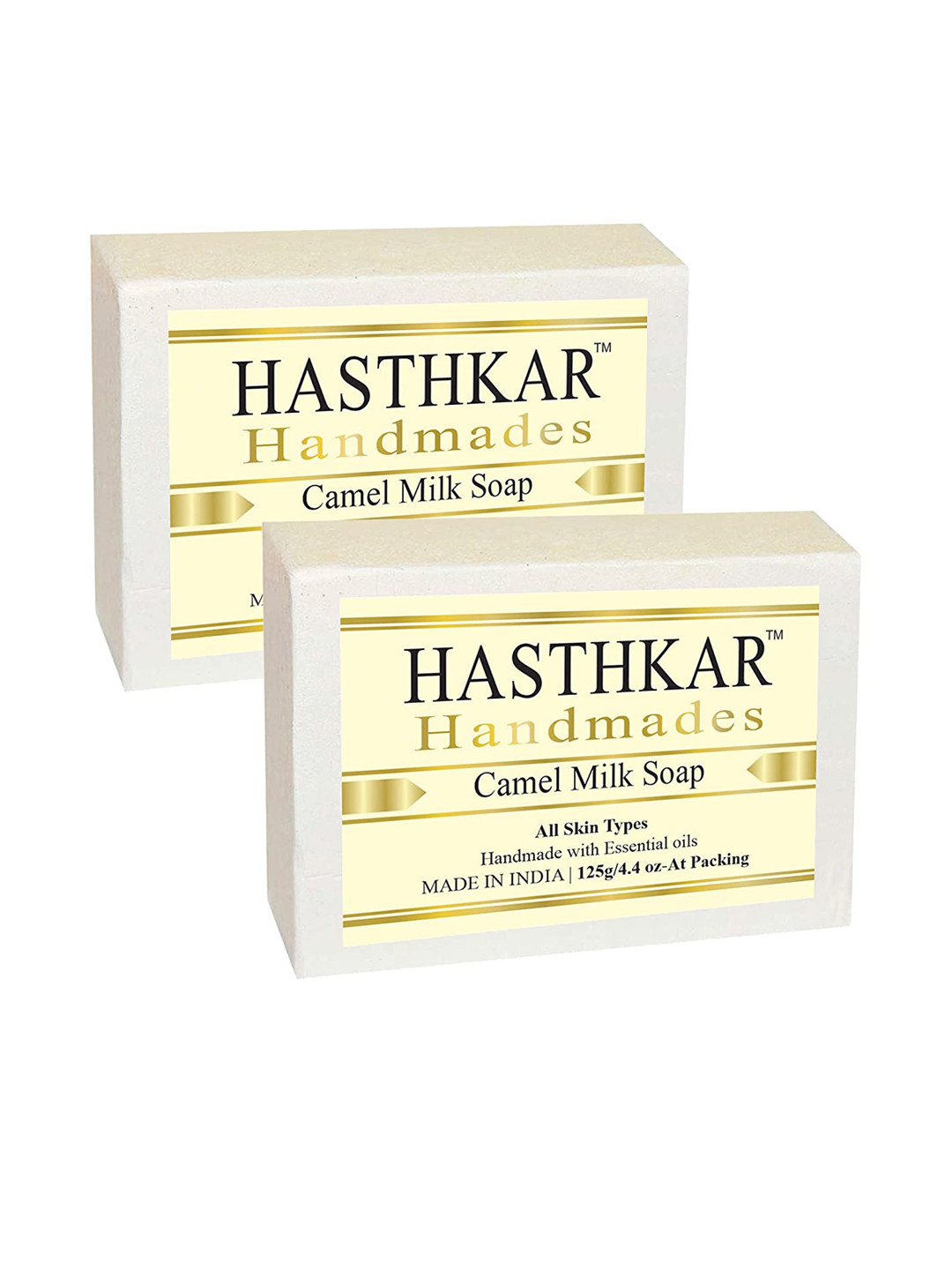 

Hasthkar Set of 2 Handmade Camel Milk Soaps for All Skin Types - 125 g Each, White