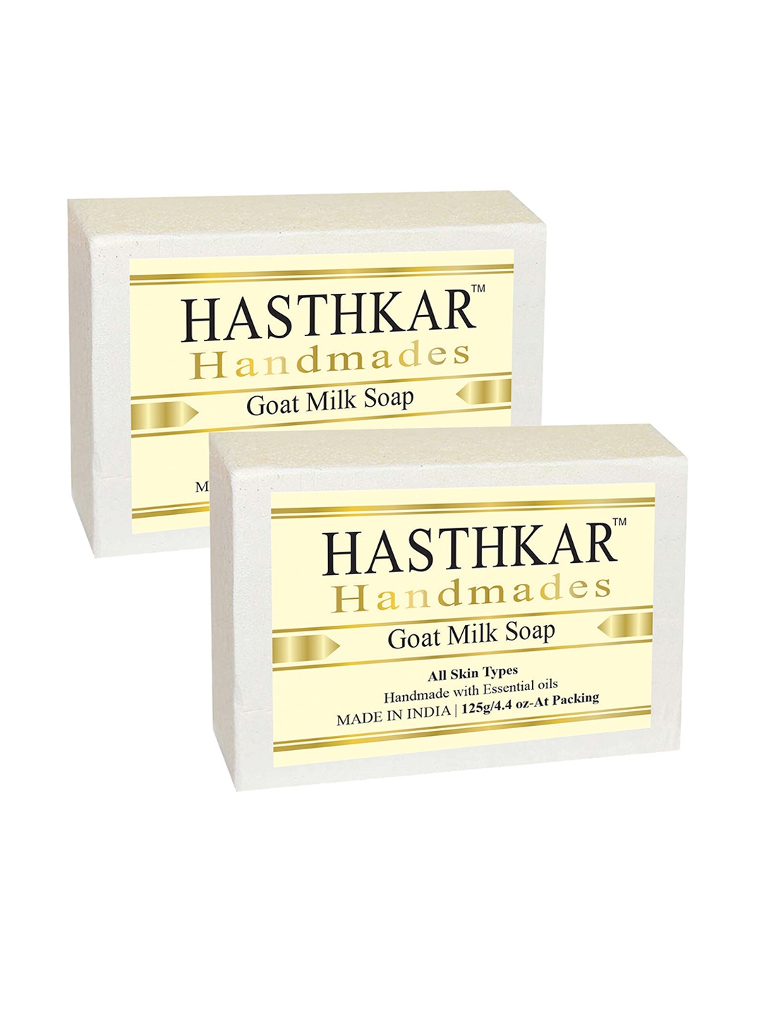 

Hasthkar Set of 2 Handmade Goat Milk Soap with Glycerin & Coconut Oil - 125 g Each, Off white