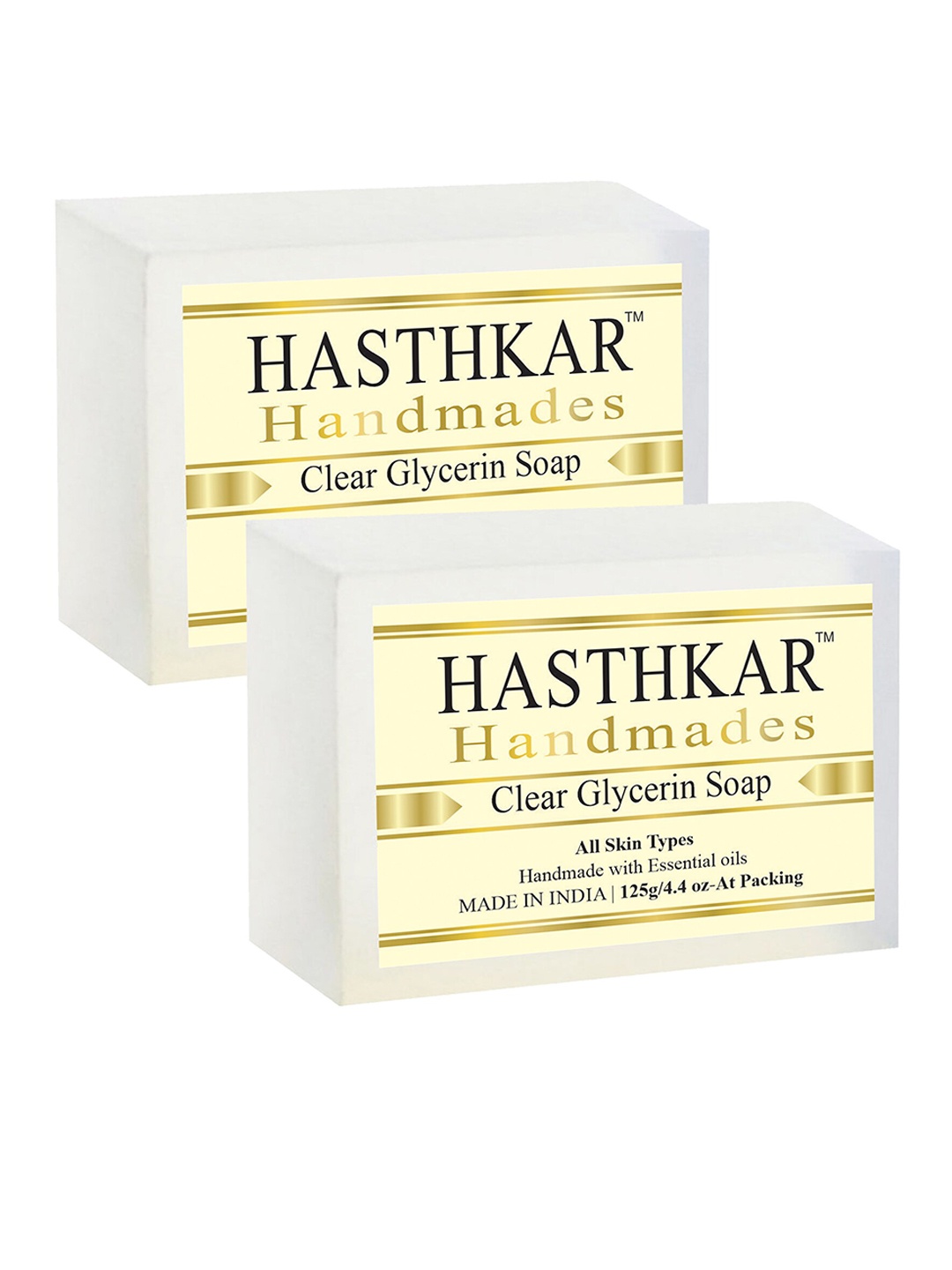 

Hasthkar Handmades Set of 2 Clear Glycerin Soaps with Rose Water & Coconut Oil - 125g each, White