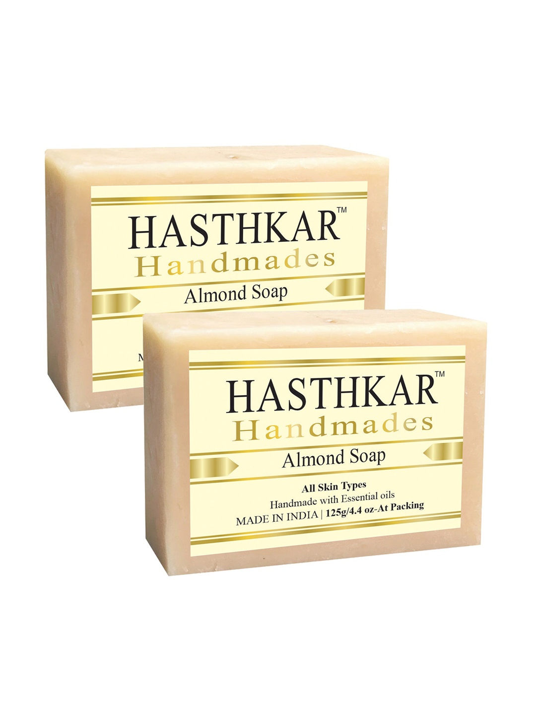 

Hasthkar Handmades Set of 2 Almond Soaps with Glycerin & Essential Oil - 125g each, Beige