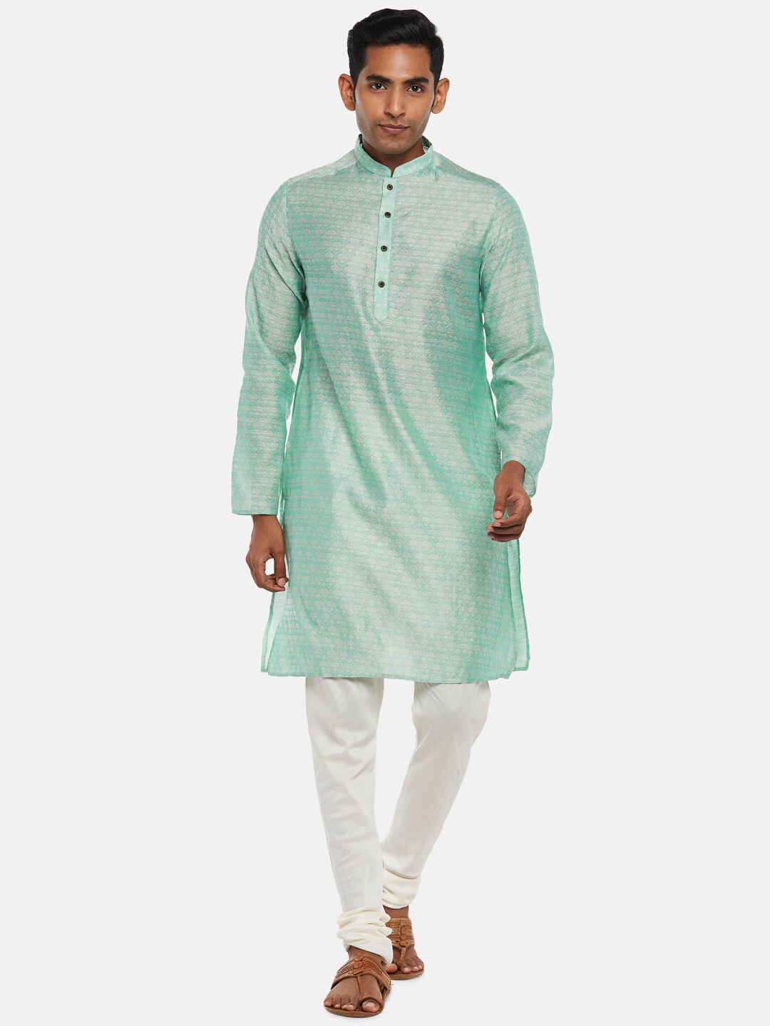 

indus route by Pantaloons Men Green Kurta with Pyjamas