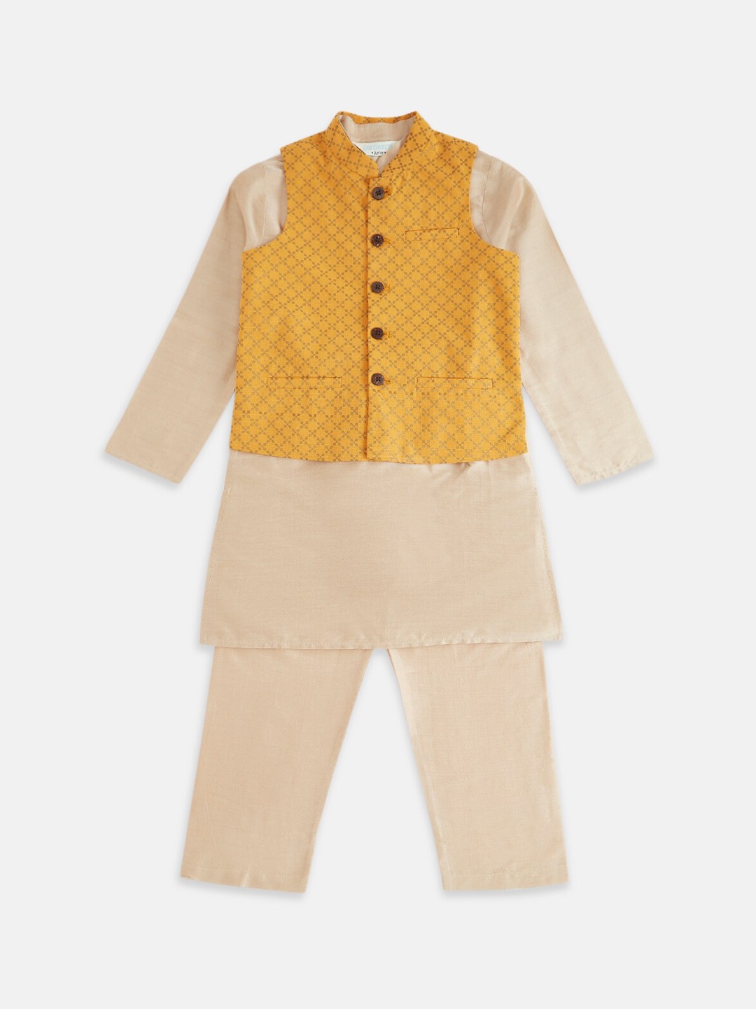 

indus route by Pantaloons Boys Mustard Yellow Kurta with Pyjamas