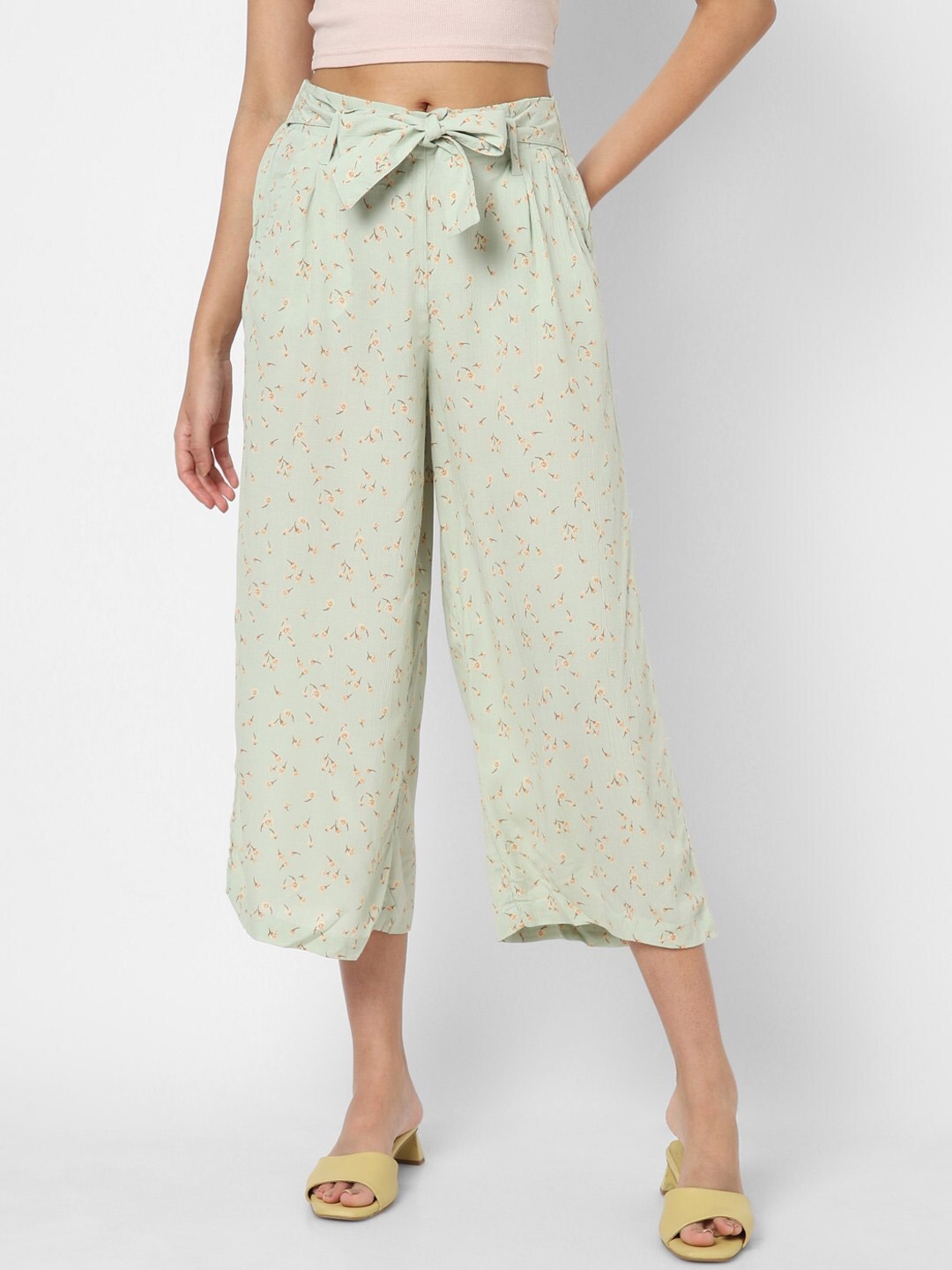 

VASTRADO Women Green & Brown Floral Printed Flared Palazzos