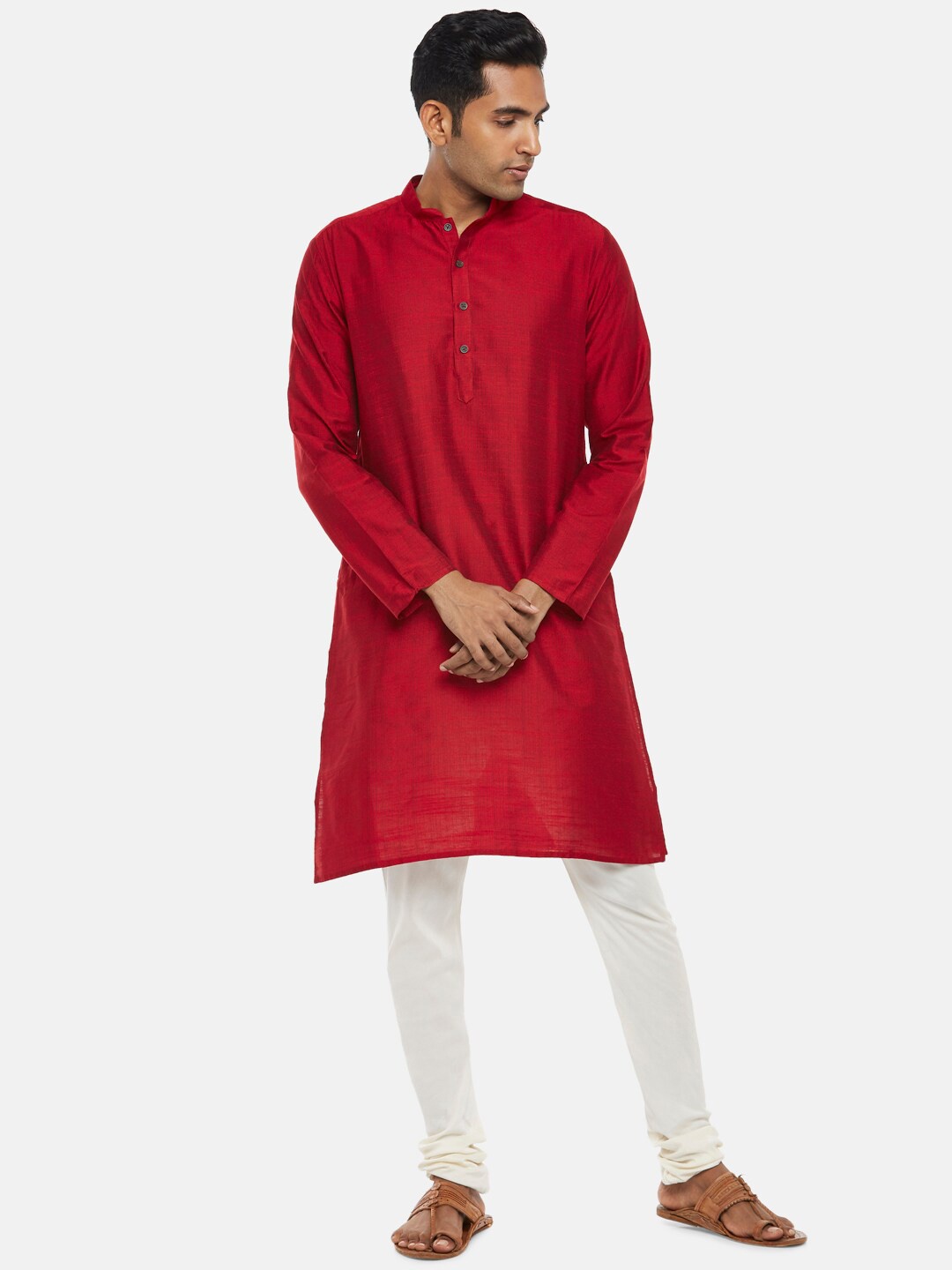 

indus route by Pantaloons Men Maroon Chikankari Kurta