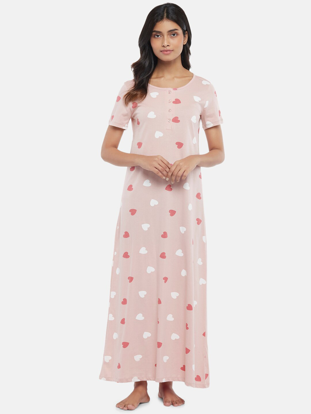 

Dreamz by Pantaloons Pink Printed Maxi Nightdress