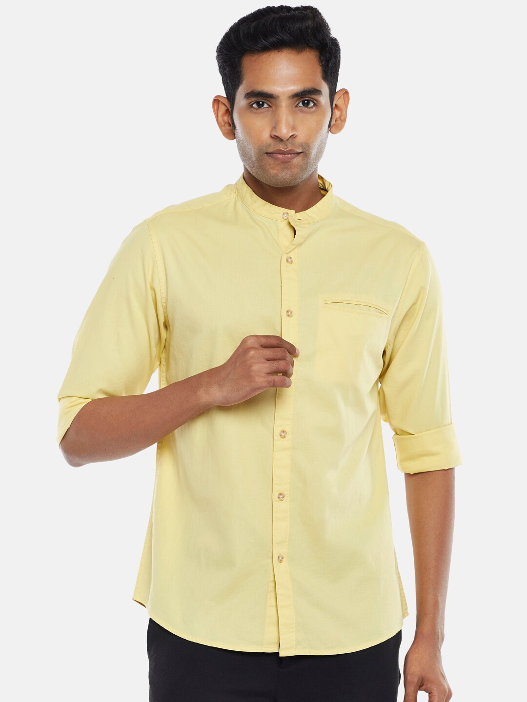 

BYFORD by Pantaloons Men Yellow Slim Fit Casual Shirt