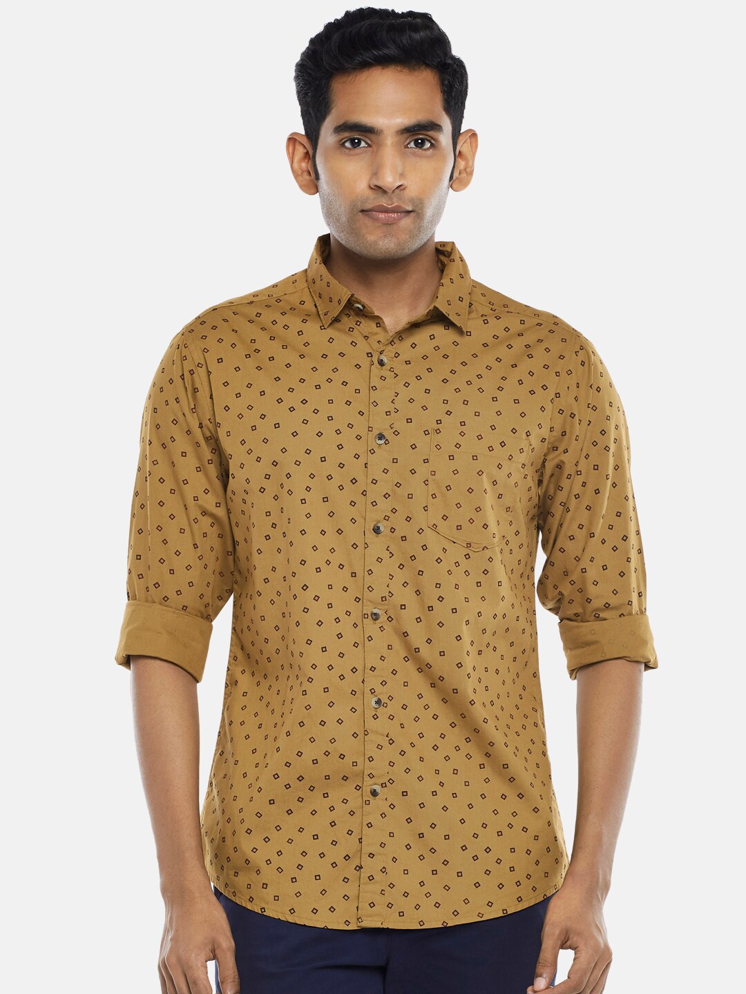 

BYFORD by Pantaloons Men Brown Slim Fit Floral Printed Casual Shirt