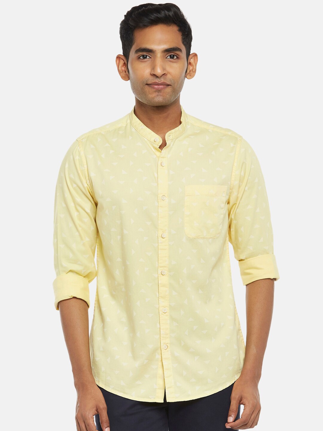 

BYFORD by Pantaloons Men Yellow Slim Fit Floral Printed Casual Shirt