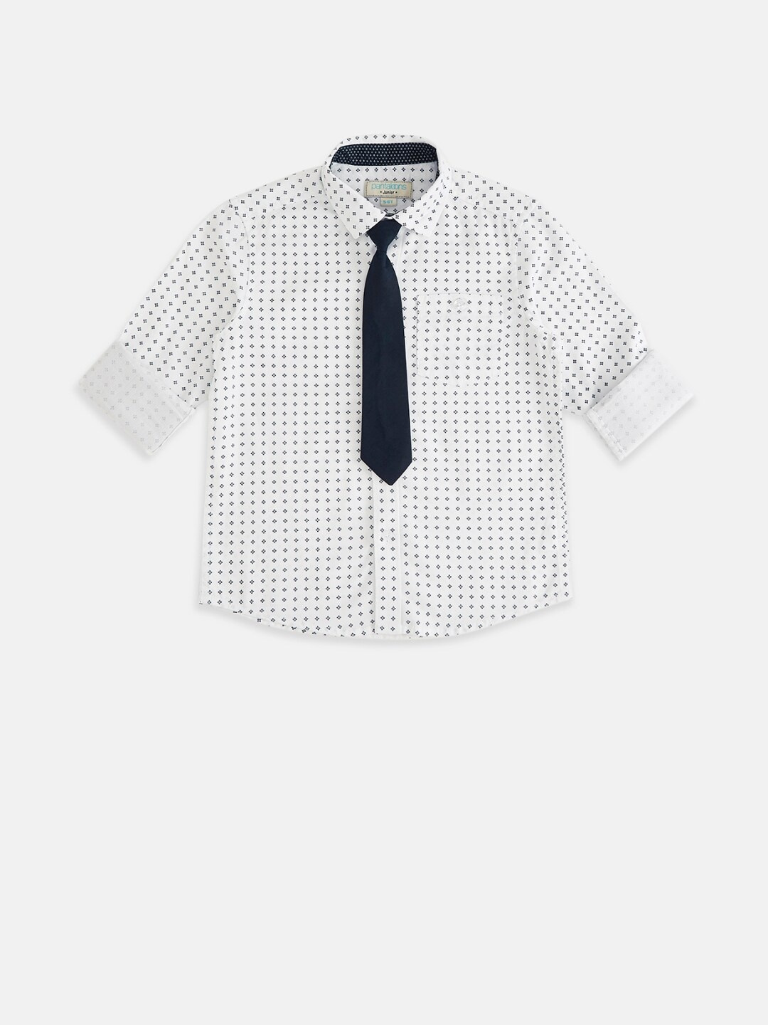 

Pantaloons Junior Boys White Printed Party Shirt